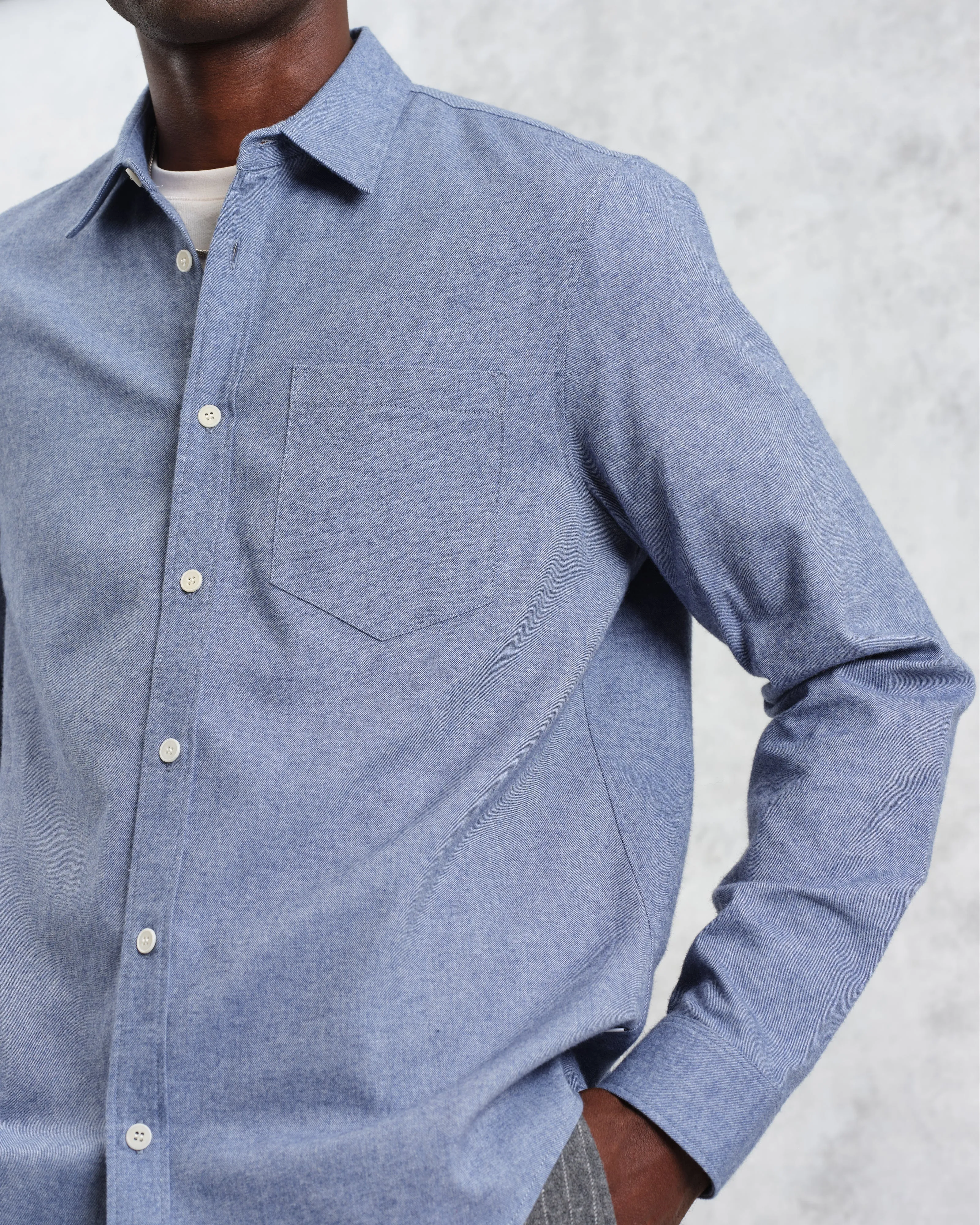 Shelly - Blue Plain Flannel Shirt sold by Wax London product image thumbnail 3