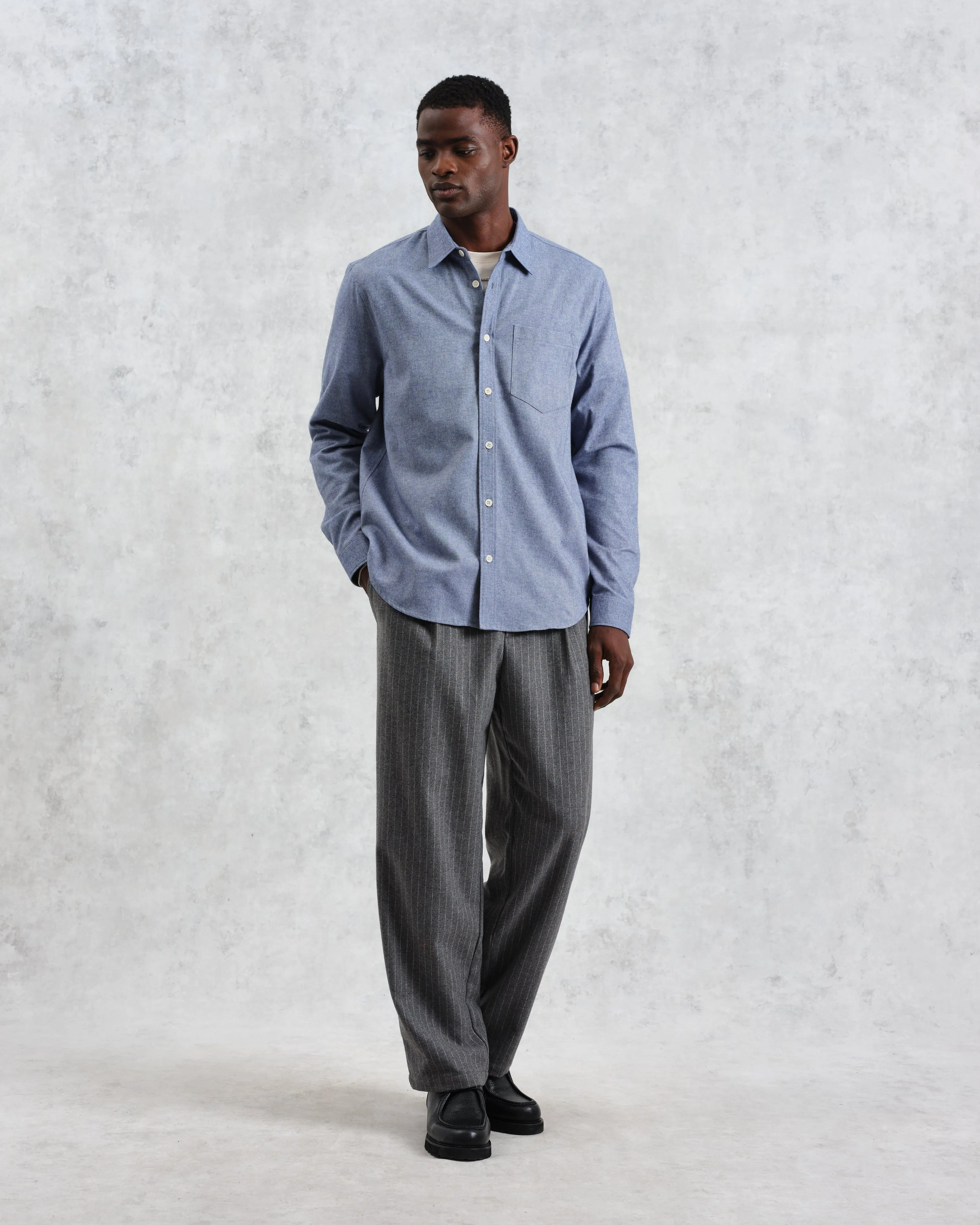 Shelly - Blue Plain Flannel Shirt sold by Wax London product image thumbnail 4