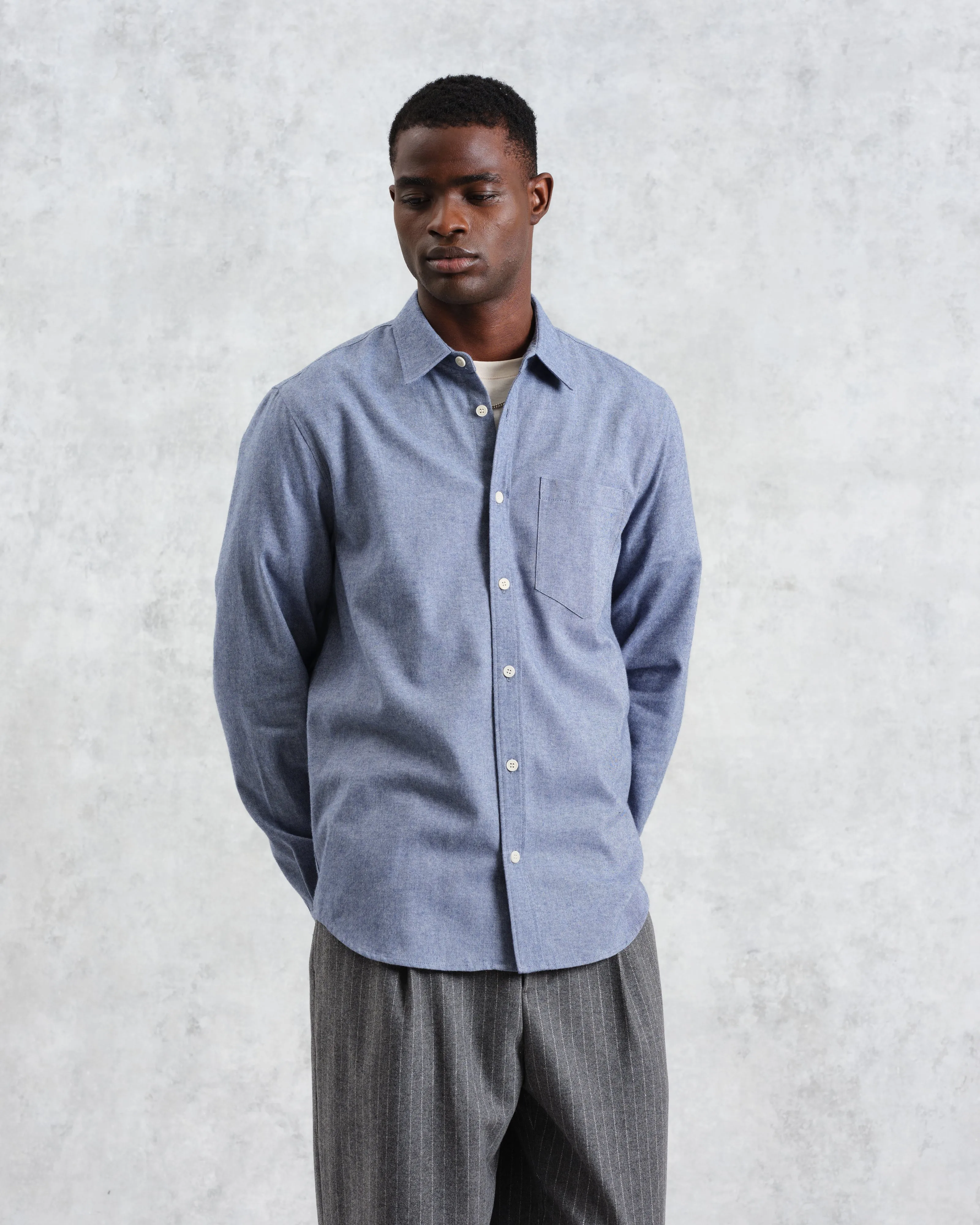 Shelly - Blue Plain Flannel Shirt sold by Wax London product image thumbnail 2