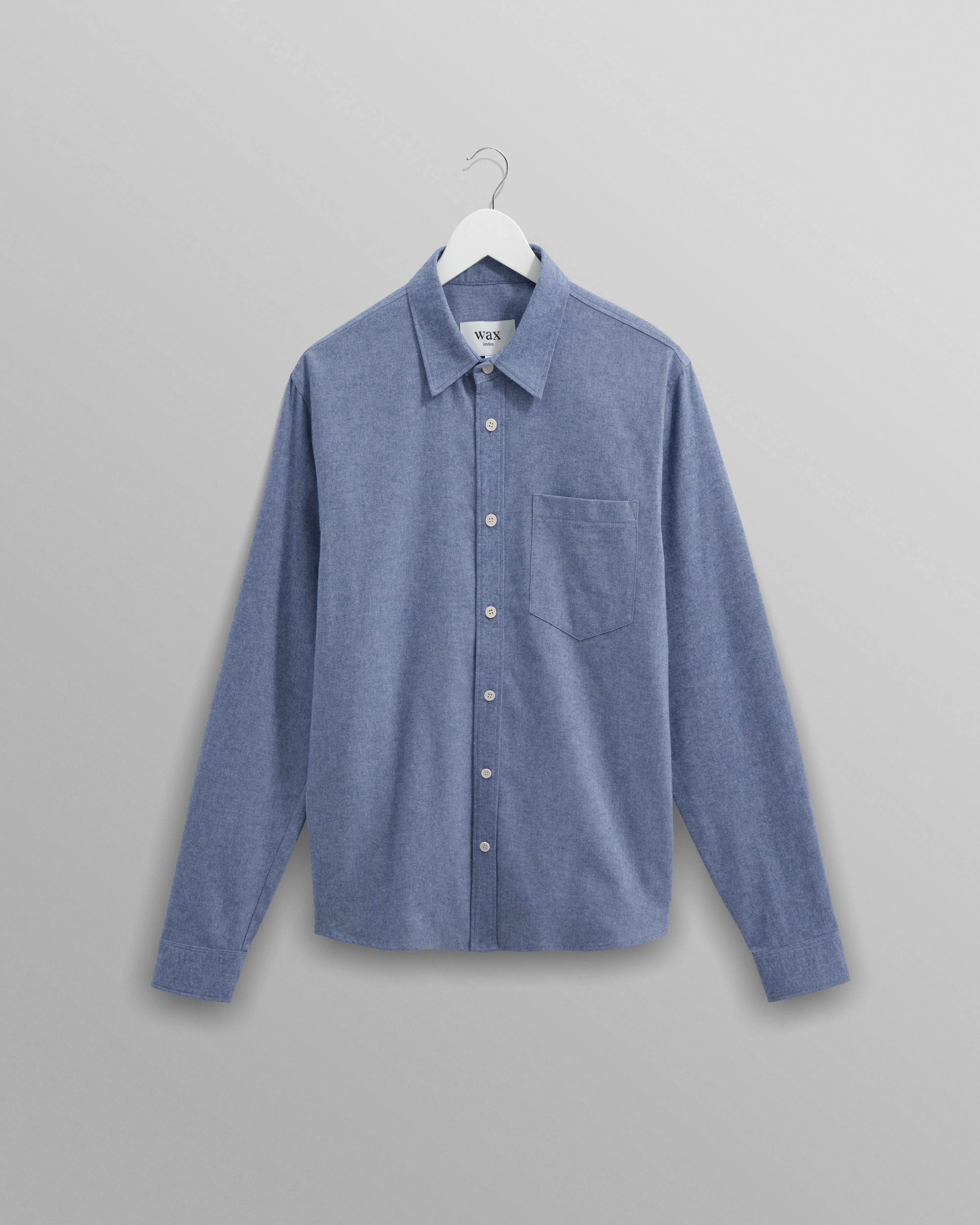 Shelly - Blue Plain Flannel Shirt sold by Wax London