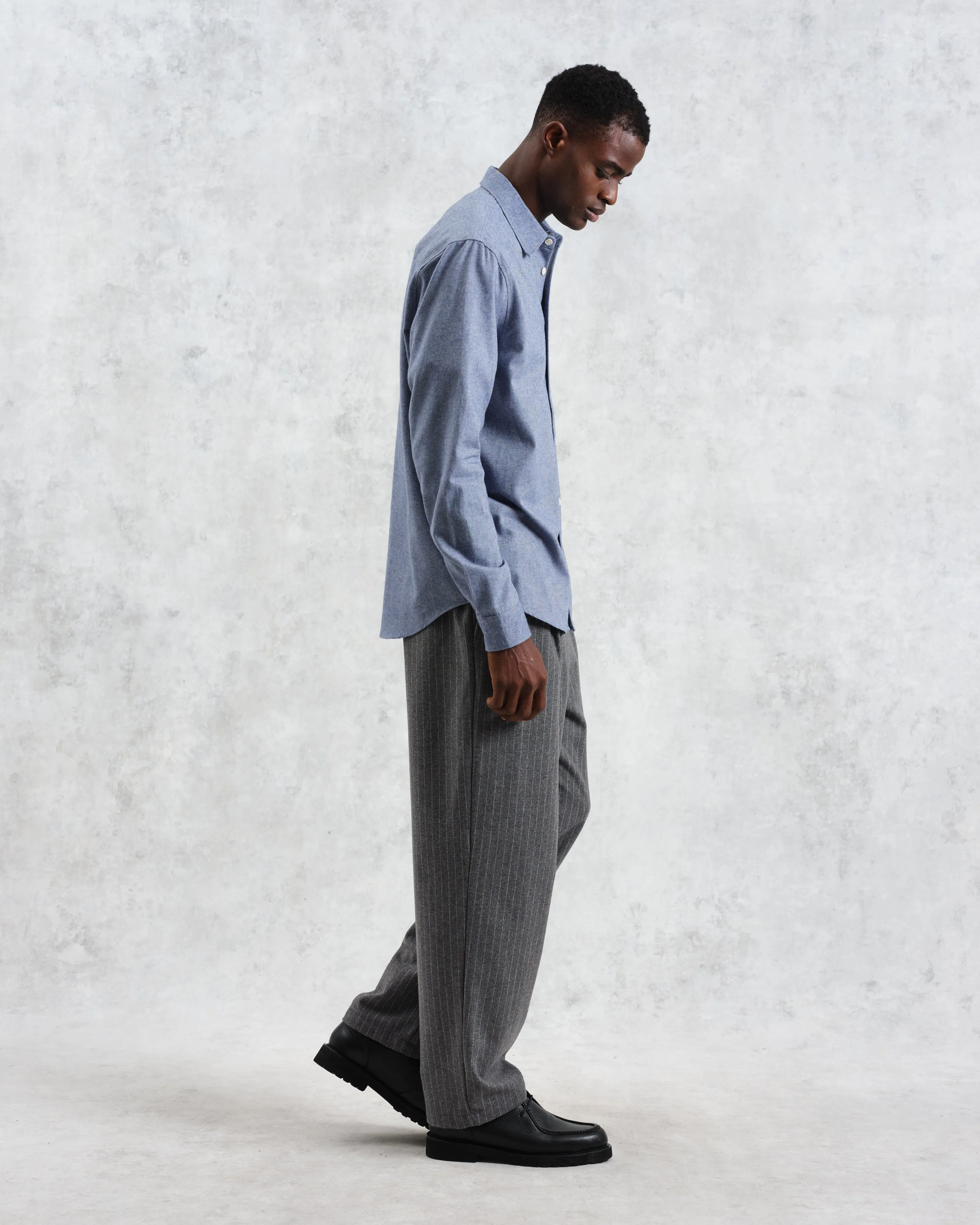 Shelly - Blue Plain Flannel Shirt sold by Wax London product image thumbnail 5