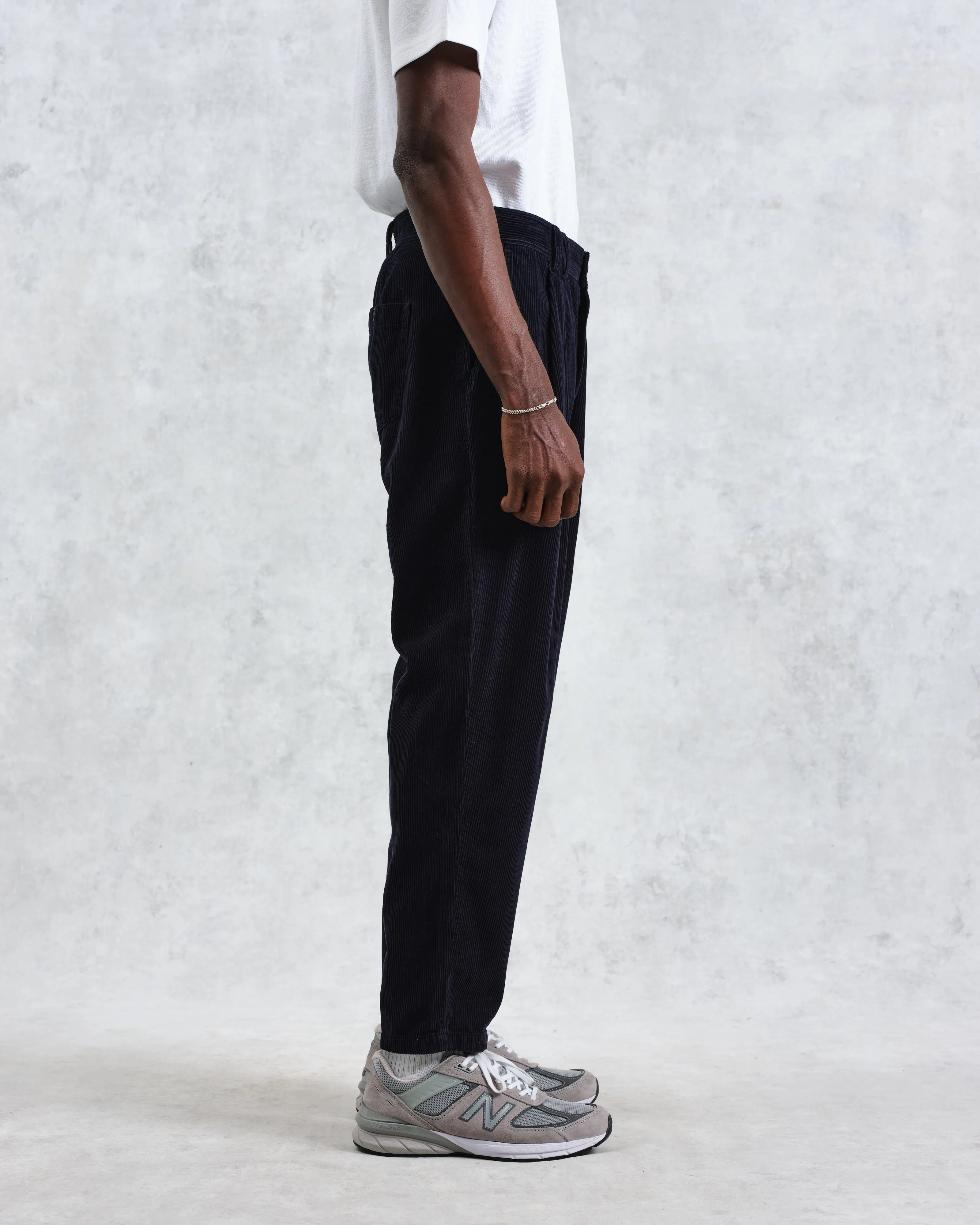 Raleigh - Navy Corduroy Pleated Trousers sold by Wax London product image thumbnail 5