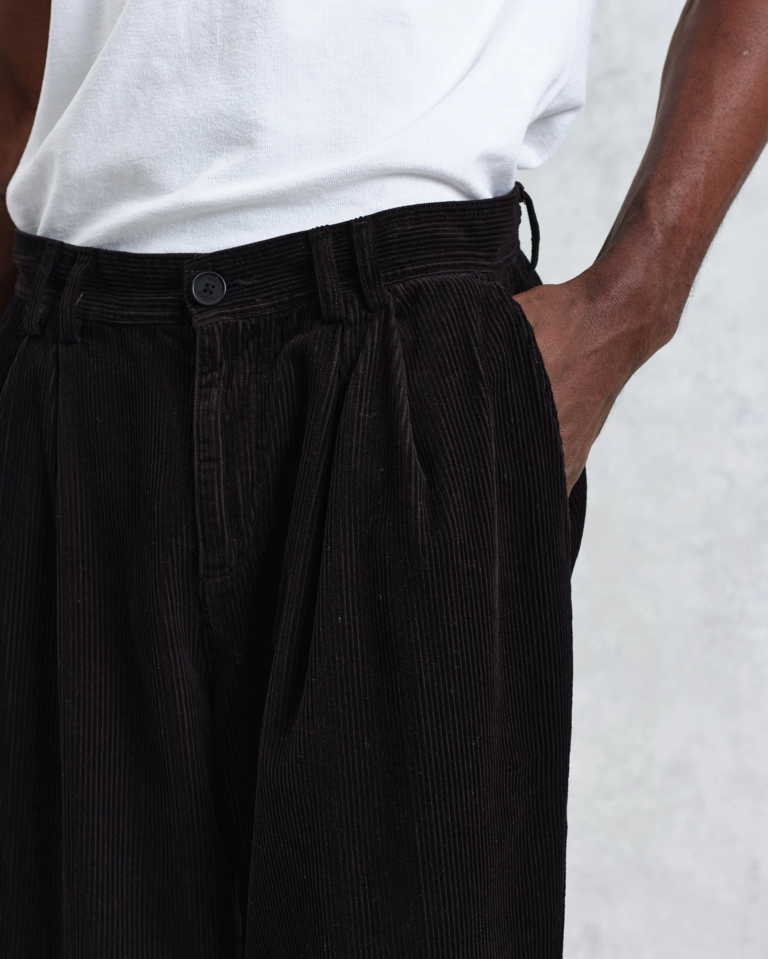 Raleigh - Black Corduroy Pleated Trousers sold by Wax London product image thumbnail 3