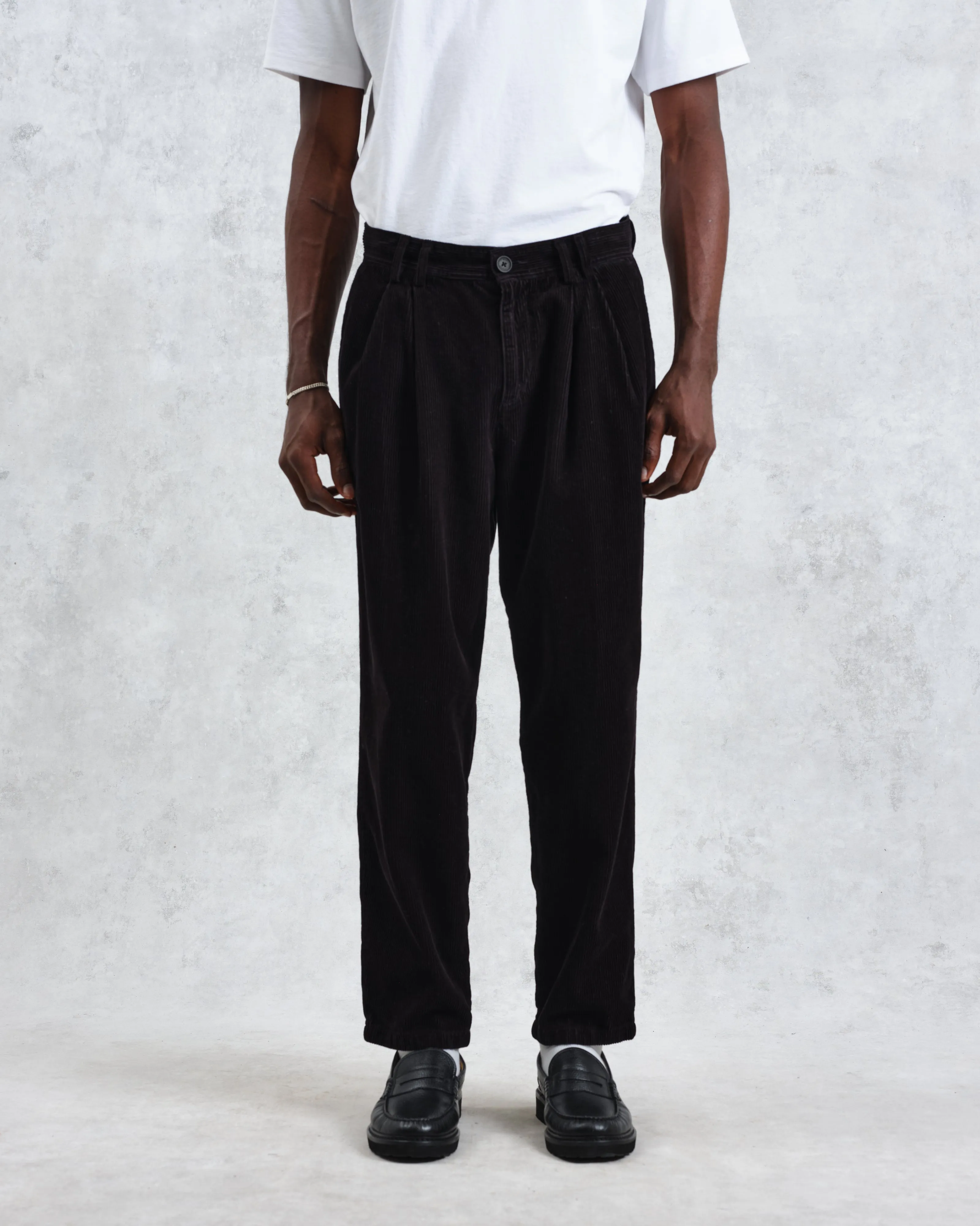 Raleigh - Black Corduroy Pleated Trousers sold by Wax London product image thumbnail 2