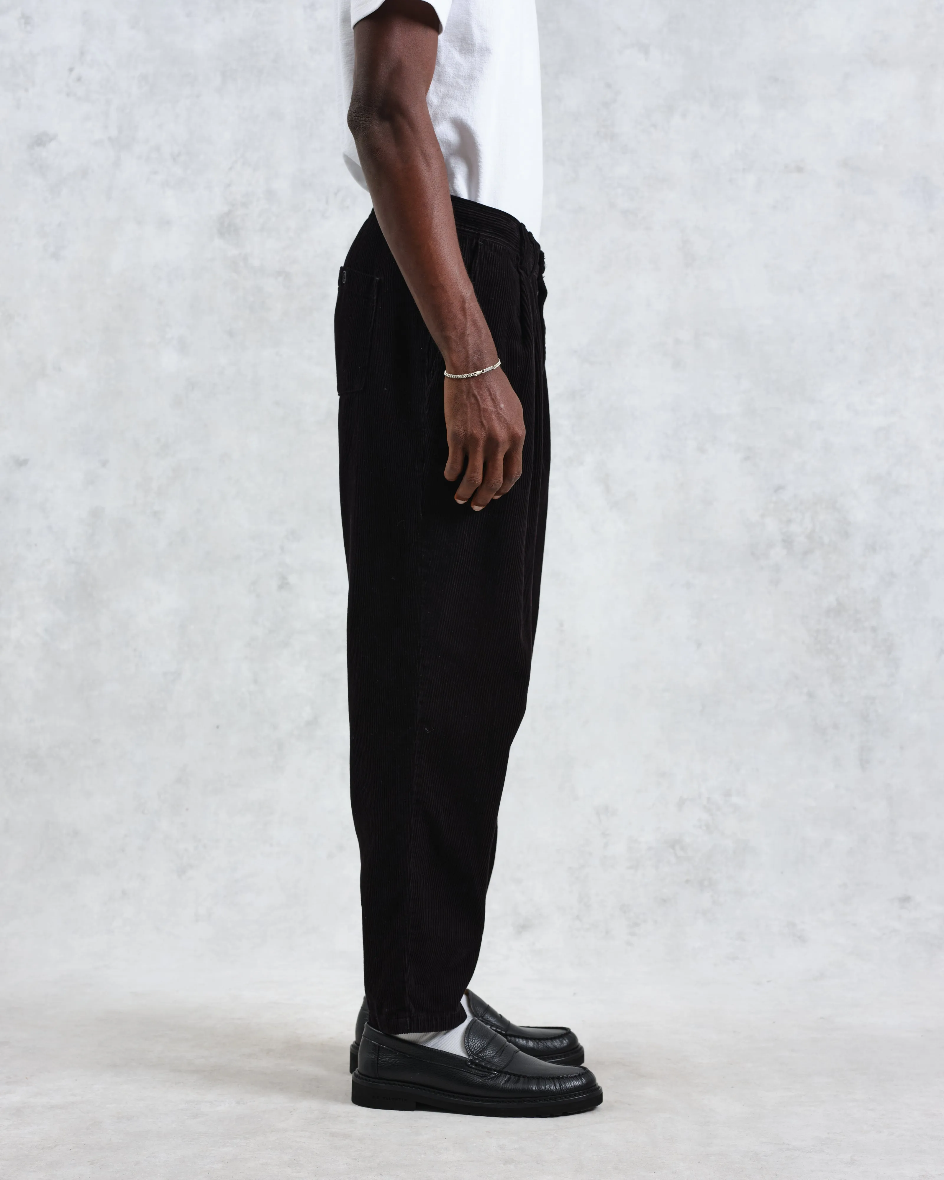 Raleigh - Black Corduroy Pleated Trousers sold by Wax London product image thumbnail 5