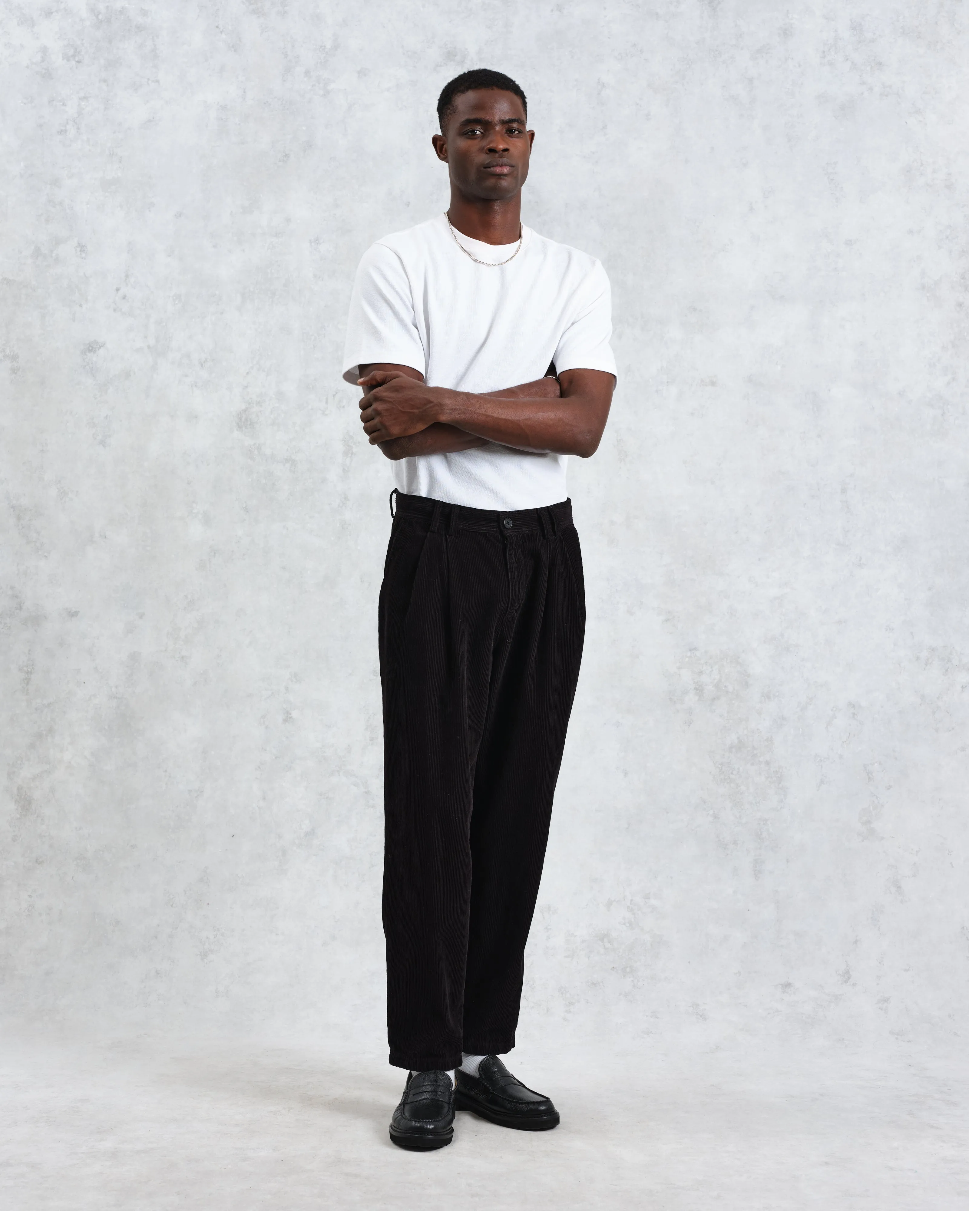 Raleigh - Black Corduroy Pleated Trousers sold by Wax London product image thumbnail 4