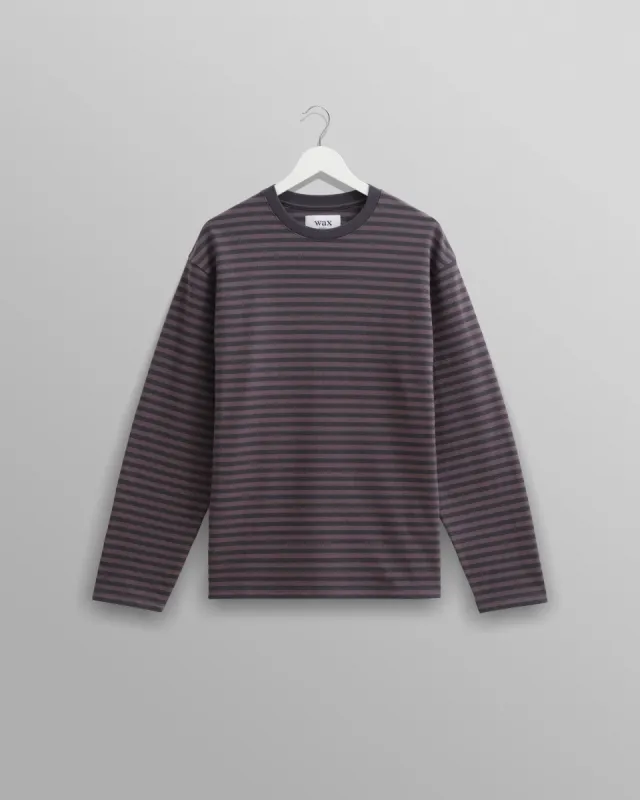 Peak - Charcoal Striped Textured Organic Cotton T-Shirt made by Wax London