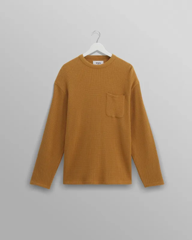 Moore - Mustard Organic Waffle Textured Cotton T-Shirt made by Wax London