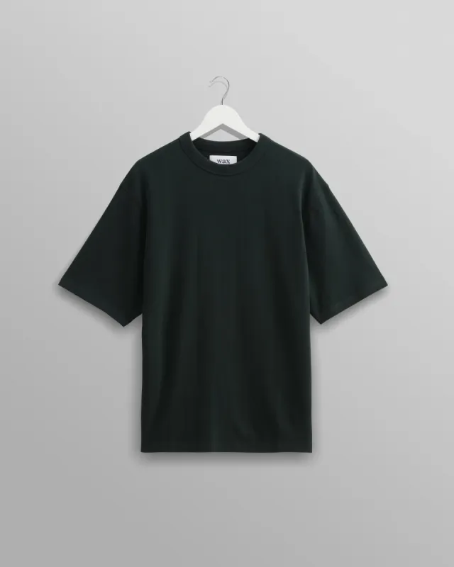 Milton - Dark Green Emerised Organic Cotton T-Shirt sold by Wax London