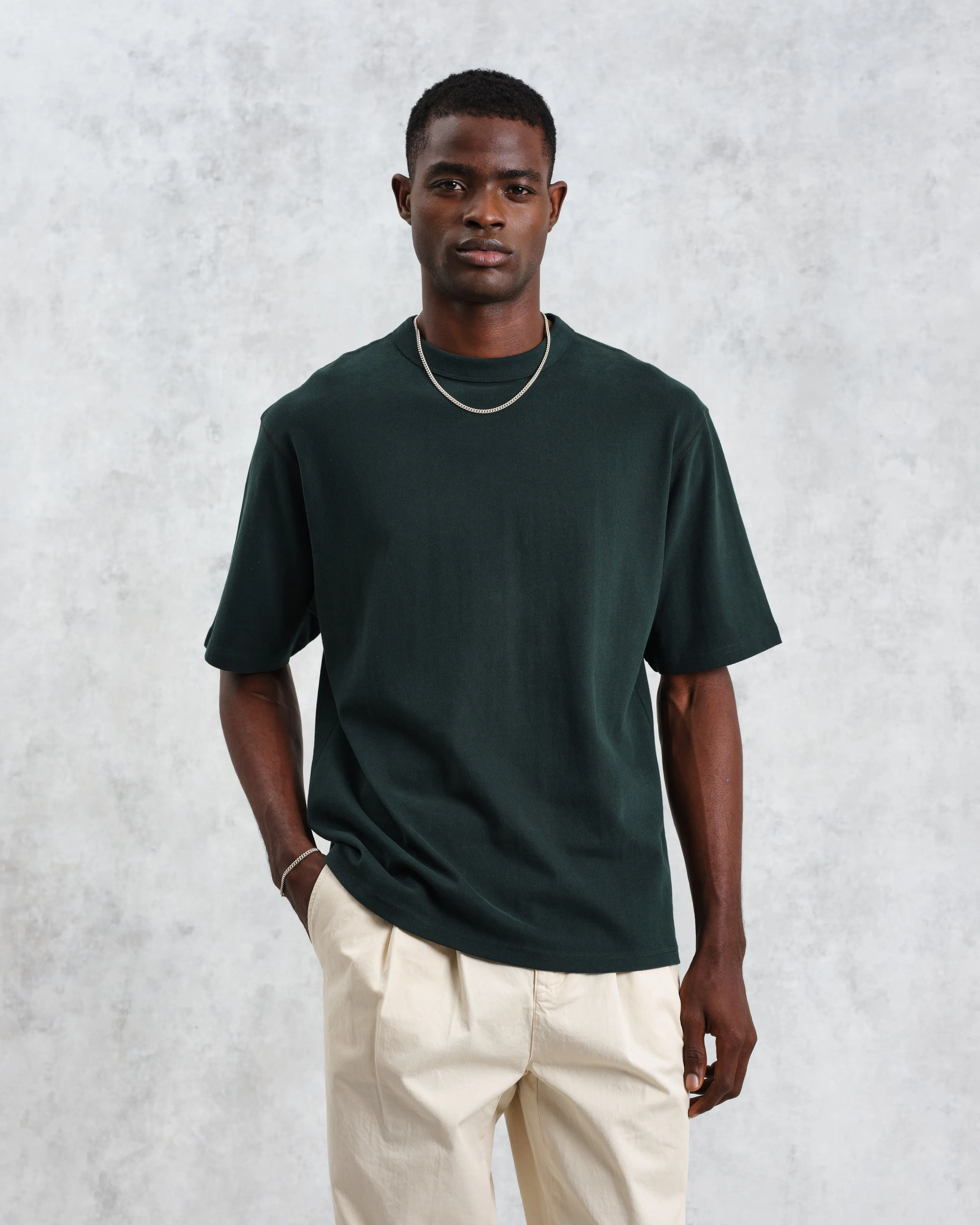 Milton - Dark Green Emerised Organic Cotton T-Shirt sold by Wax London product image thumbnail 2