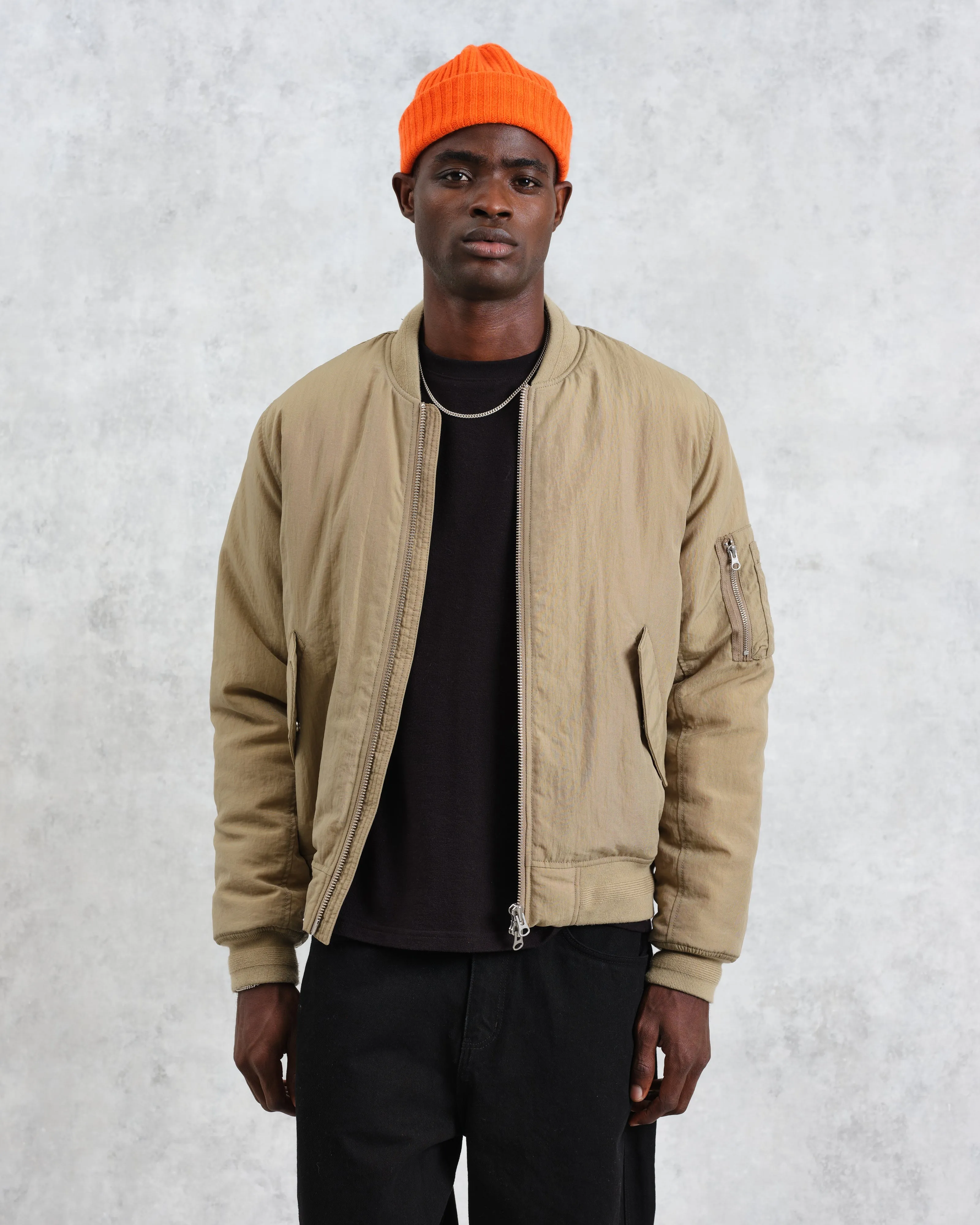 Malvern - Washed Khaki Nylon Bomber Jacket sold by Wax London product image thumbnail 2
