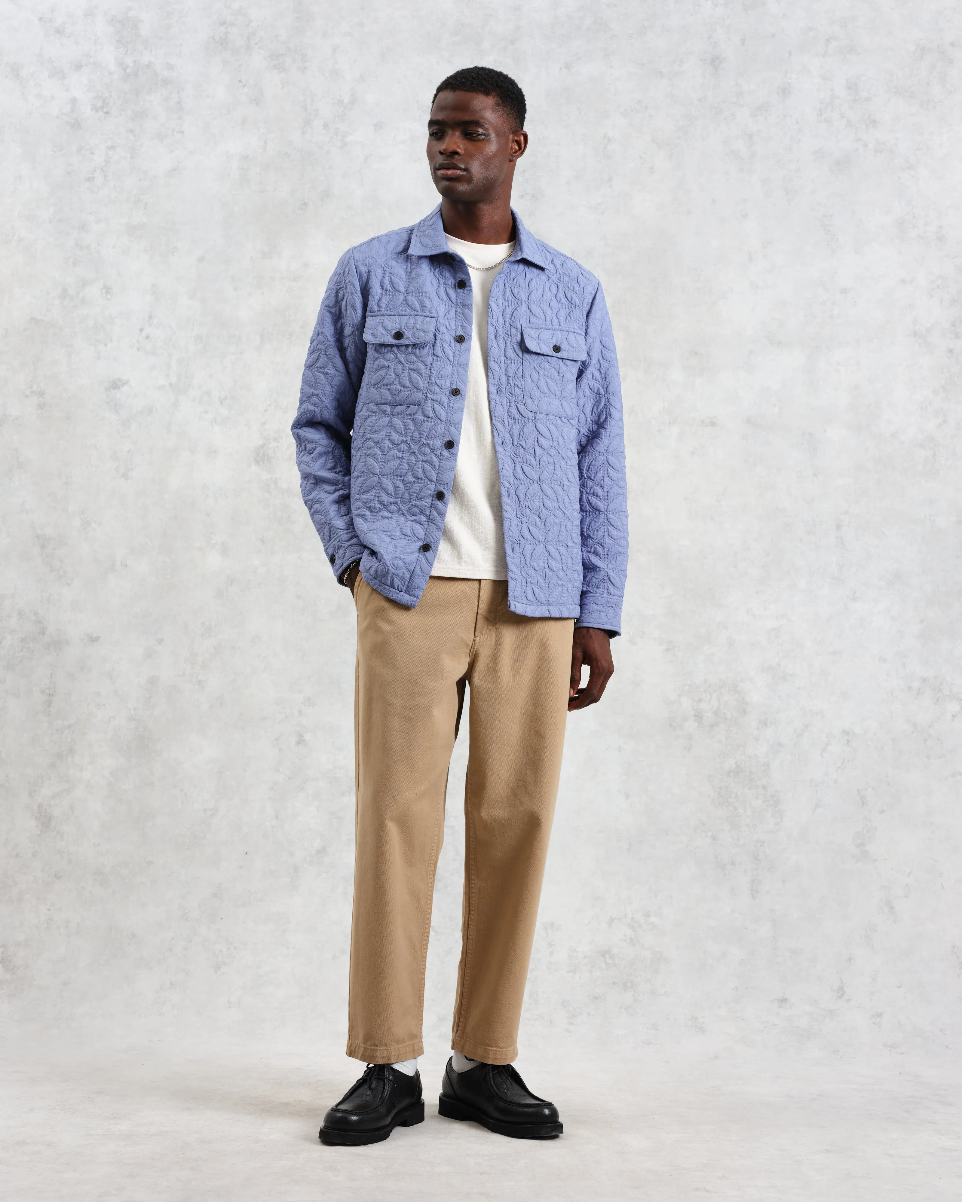 Lomond - Blue Petal Jacquard Quilted Overshirt sold by Wax London product image thumbnail 4