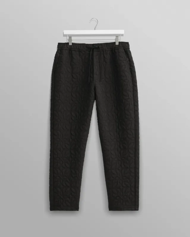 Kurt - Black Petal Quilt Trousers sold by Wax London