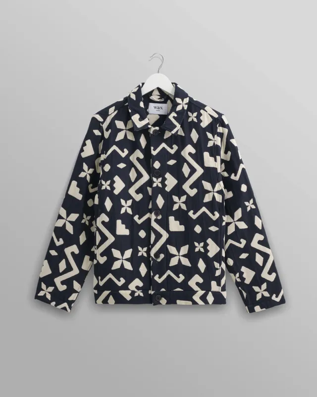 Iggy - Navy Geometric Jacquard Jacket sold by Wax London