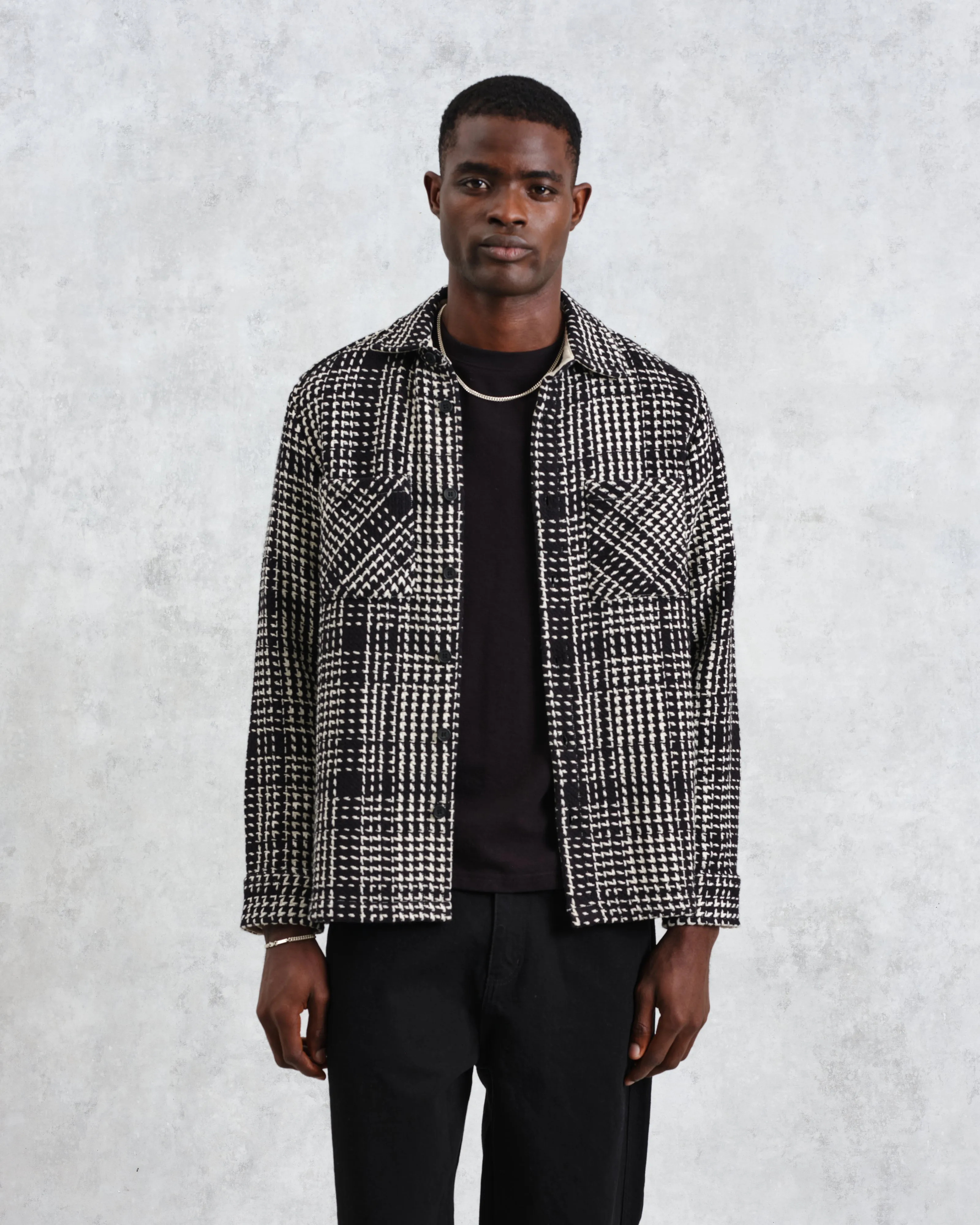 Whiting - Black Twin Weave Overshirt sold by Wax London product image thumbnail 2