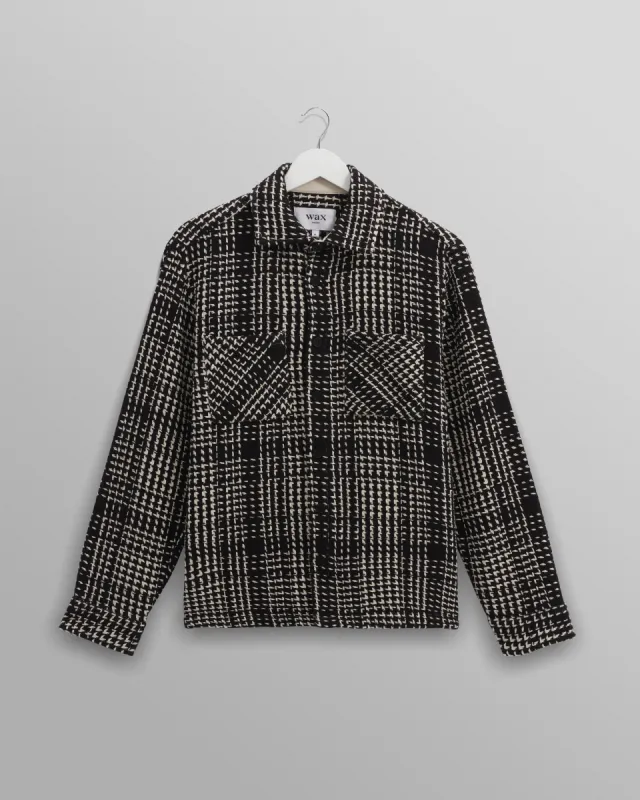 Whiting - Black Twin Weave Overshirt sold by Wax London