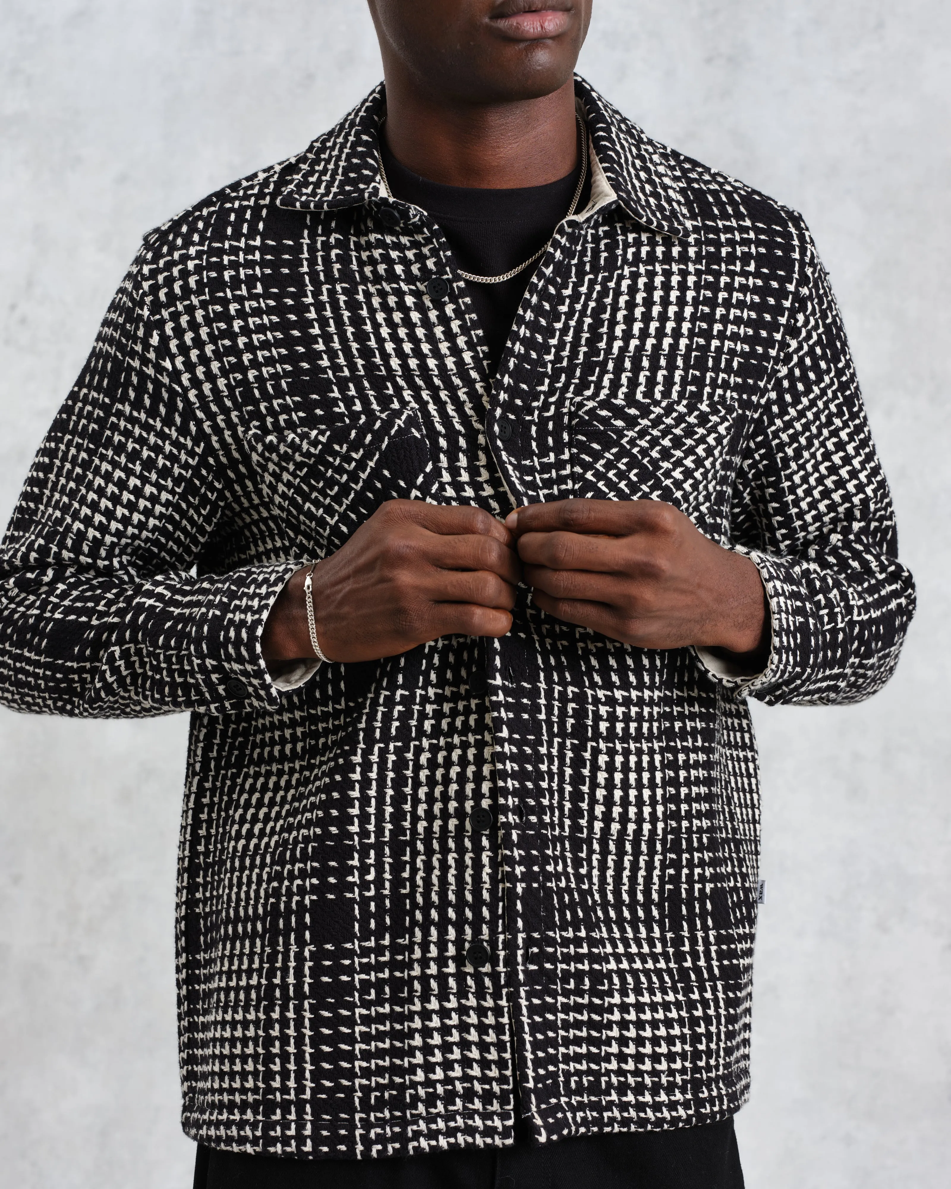 Whiting - Black Twin Weave Overshirt sold by Wax London product image thumbnail 3