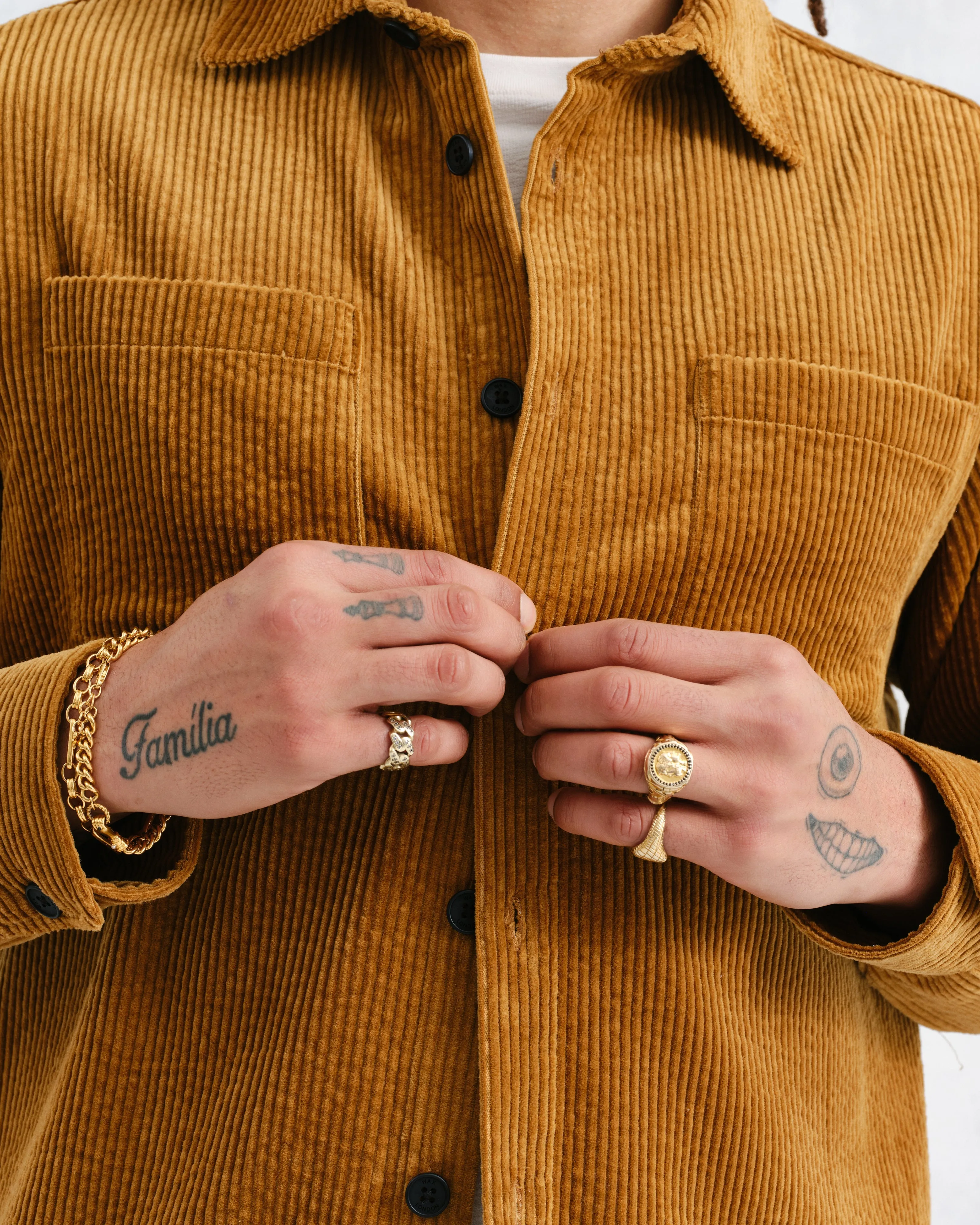Whiting - Ochre Jumbo Corduroy Overshirt sold by Wax London product image thumbnail 3