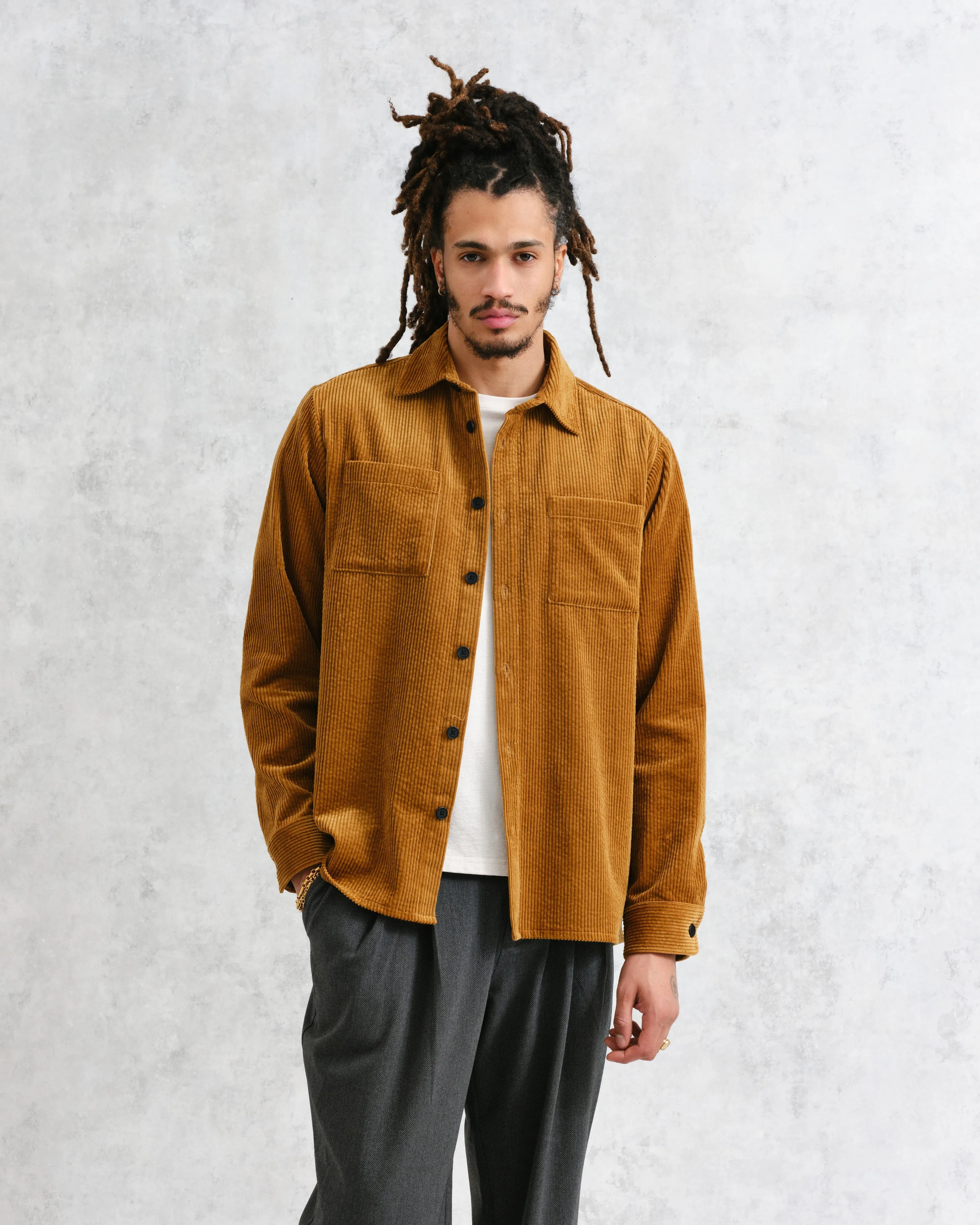 Whiting - Ochre Jumbo Corduroy Overshirt sold by Wax London product image thumbnail 2