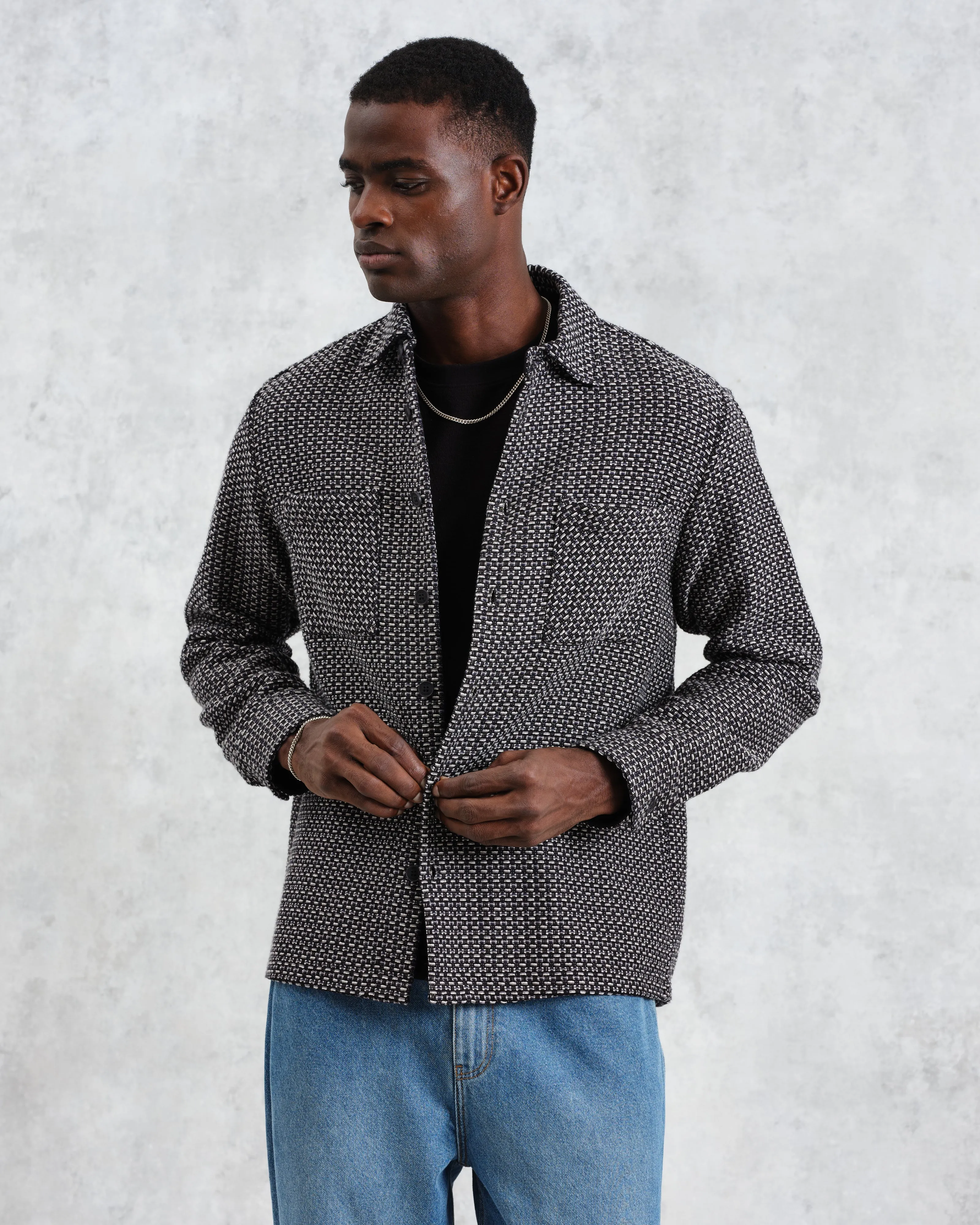 Whiting - Black And Grey Chiltern Overshirt sold by Wax London product image thumbnail 2