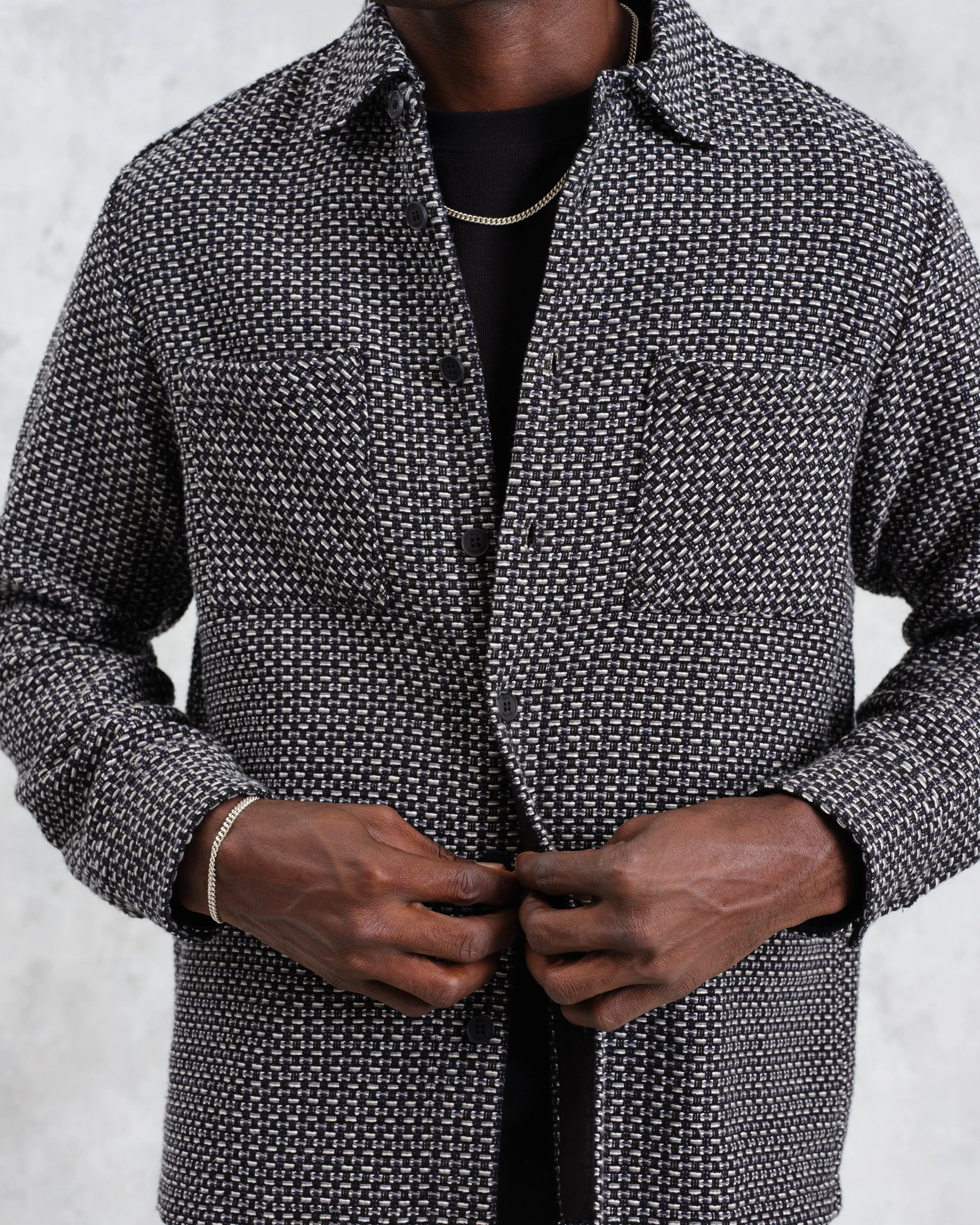 Whiting - Black And Grey Chiltern Overshirt sold by Wax London product image thumbnail 3