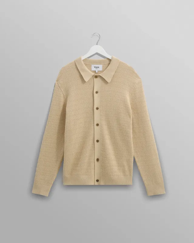 Tristan - Sand Cable Stitch Knitted Shirt sold by Wax London