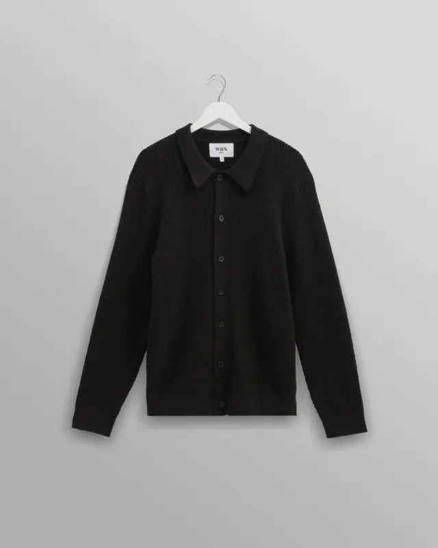 Tristan - Black Cable Stitch Knitted Shirt made by Wax London