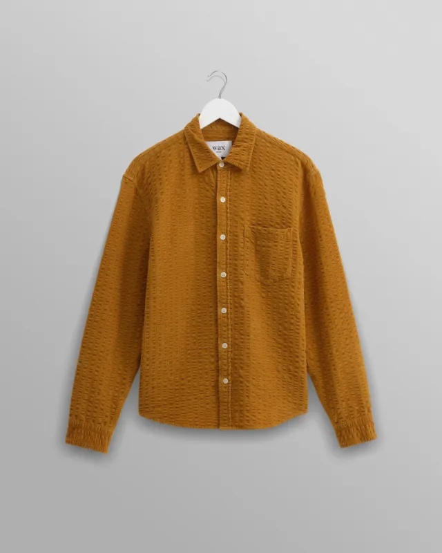 Shelly - Mustard Seersucker Corduroy Shirt sold by Wax London