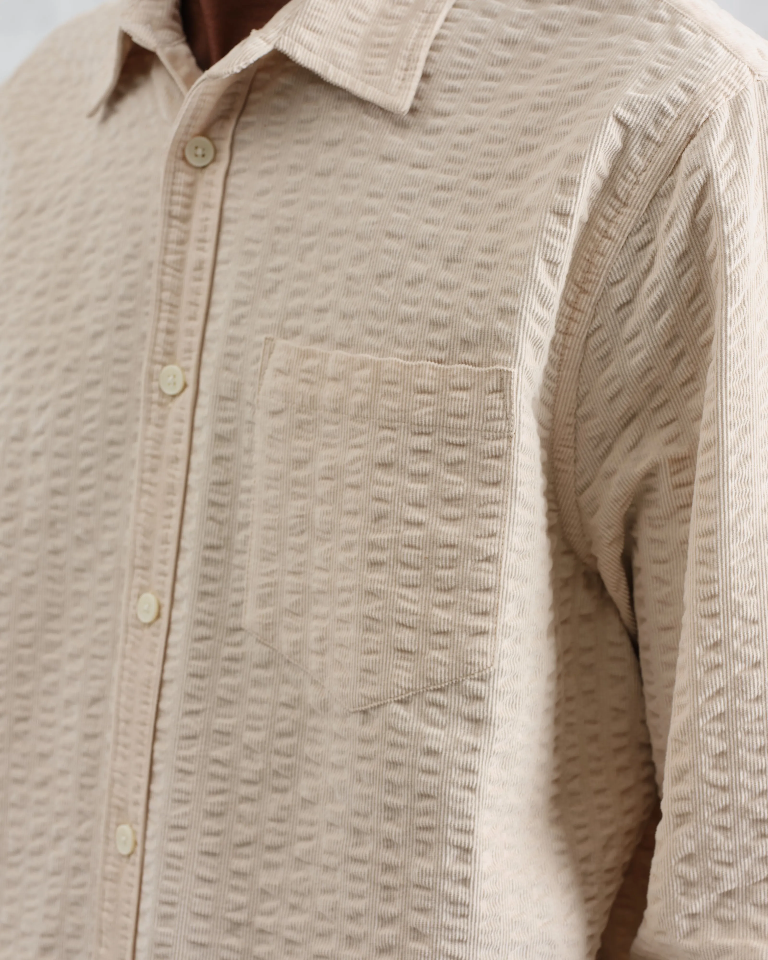 Shelly - Stone Seersucker Corduroy Shirt sold by Wax London product image thumbnail 3