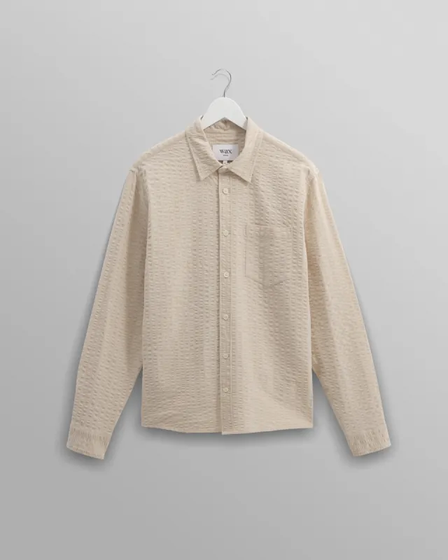 Shelly - Stone Seersucker Corduroy Shirt sold by Wax London