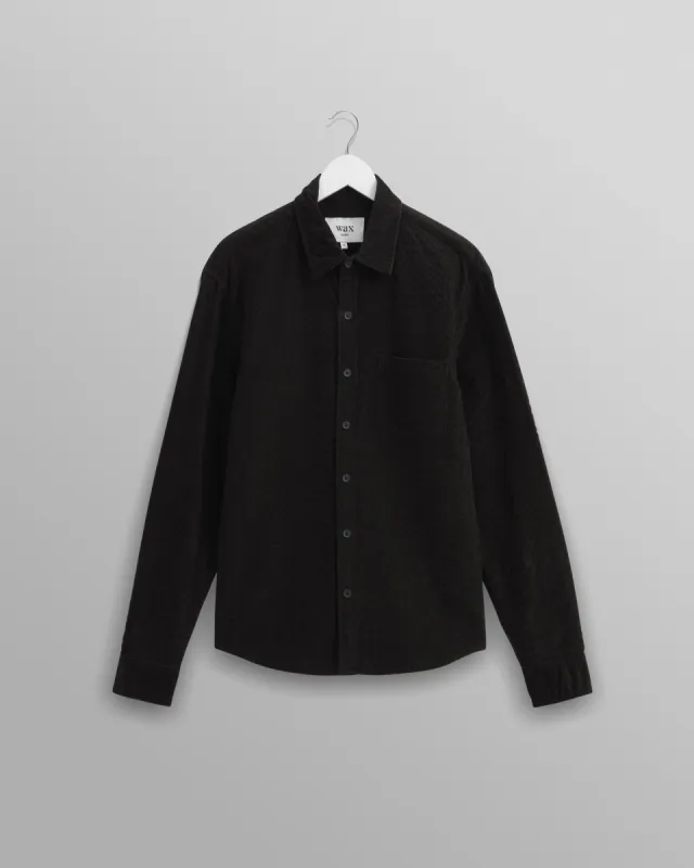 Shelly - Black Seersucker Corduroy Shirt sold by Wax London