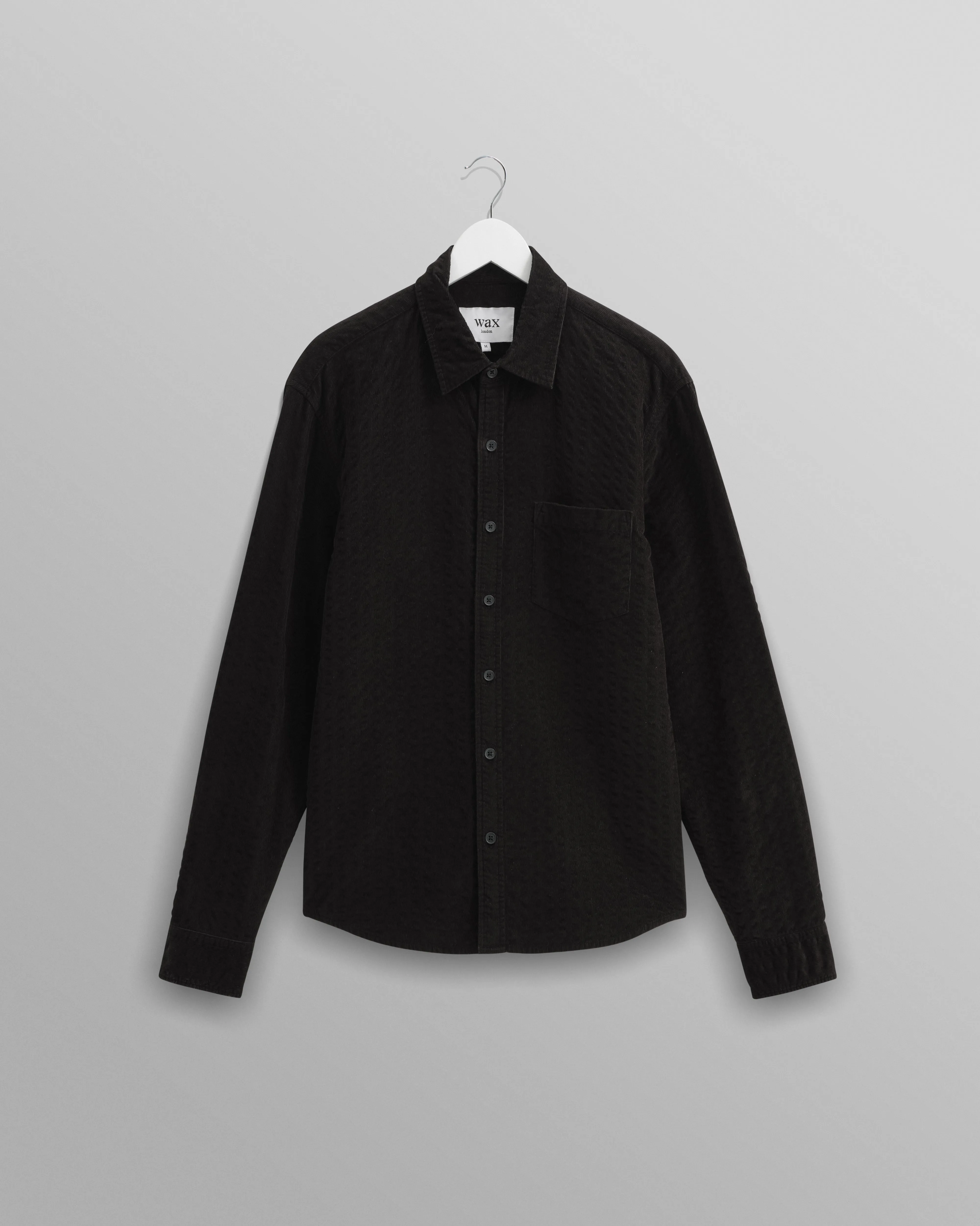 Shelly - Black Seersucker Corduroy Shirt sold by Wax London