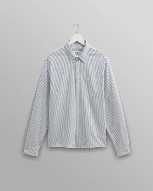 Shelly - Blue Brushed Oxford Stripe Shirt sold by Wax London