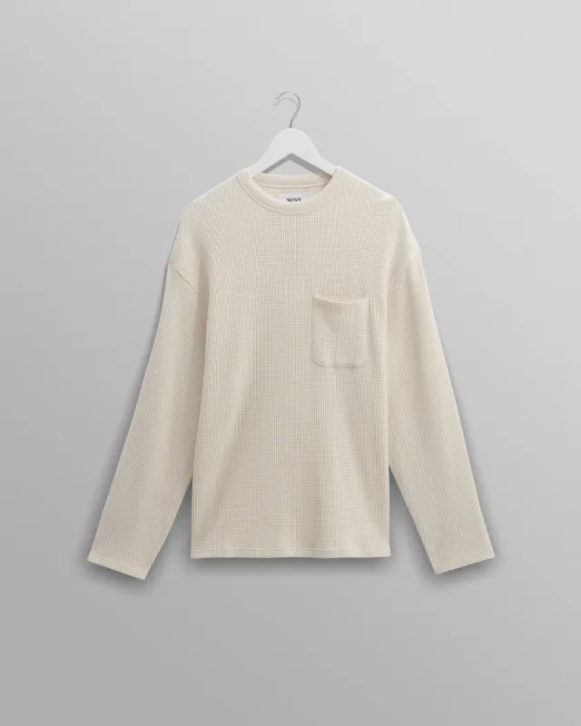 Moore - Ecru Organic Waffle Textured Cotton T-Shirt made by Wax London