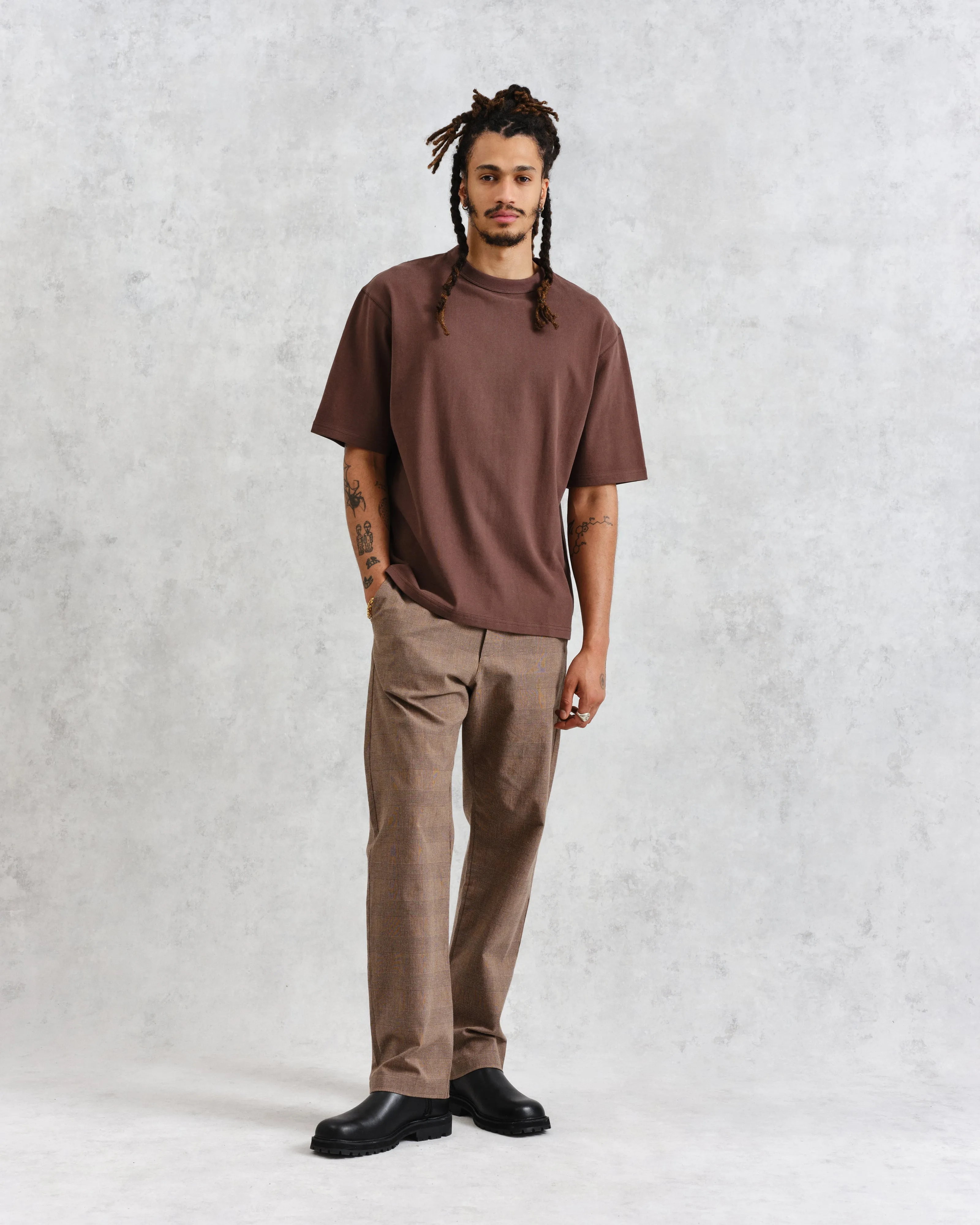 Milton - Brown Emerised Organic Cotton T-Shirt sold by Wax London product image thumbnail 4
