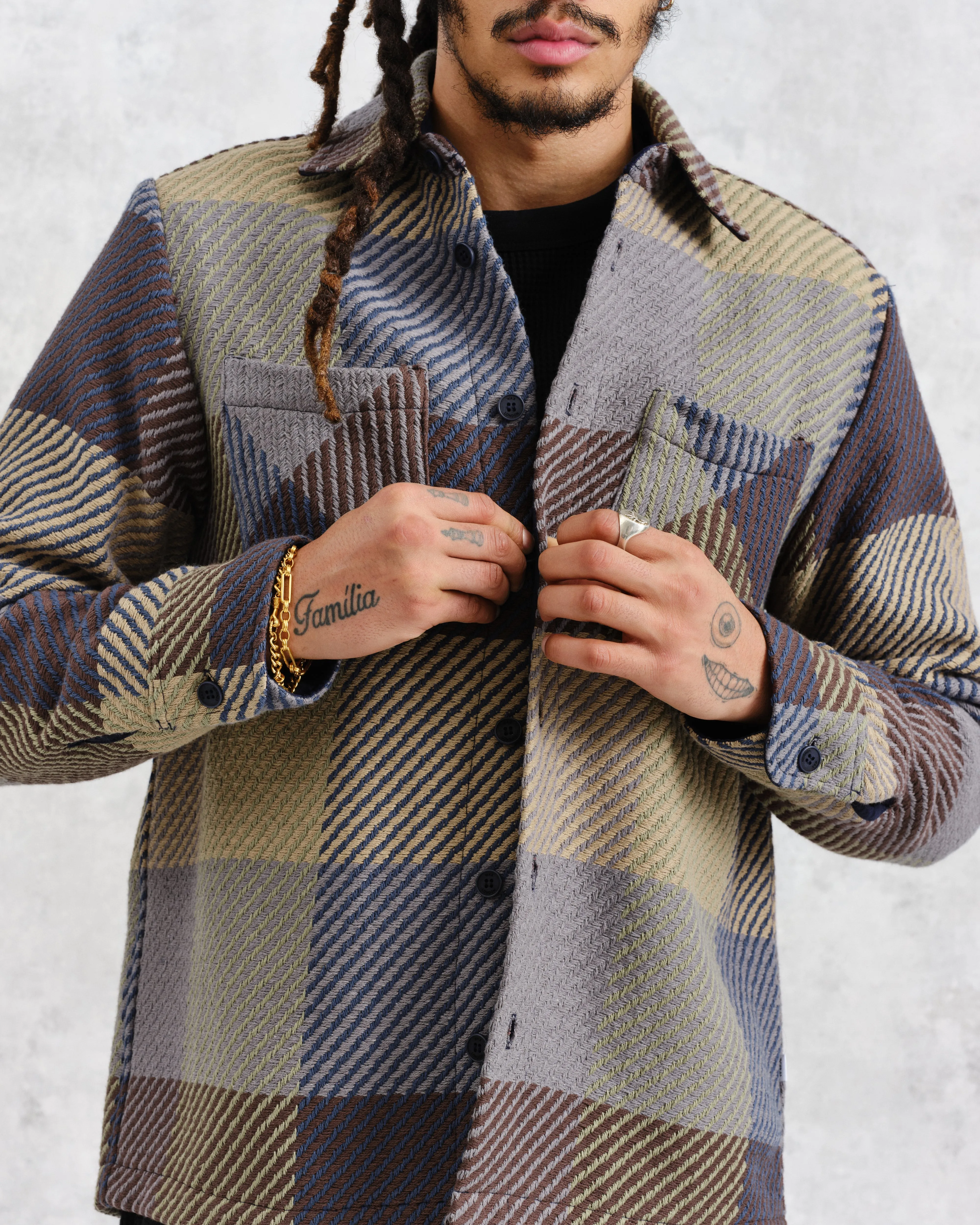 Whiting - Multicolour Square Check Overshirt sold by Wax London product image thumbnail 3