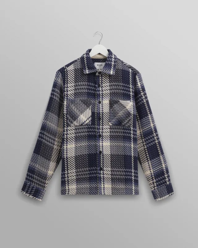 Whiting - Navy Spear Check Overshirt sold by Wax London