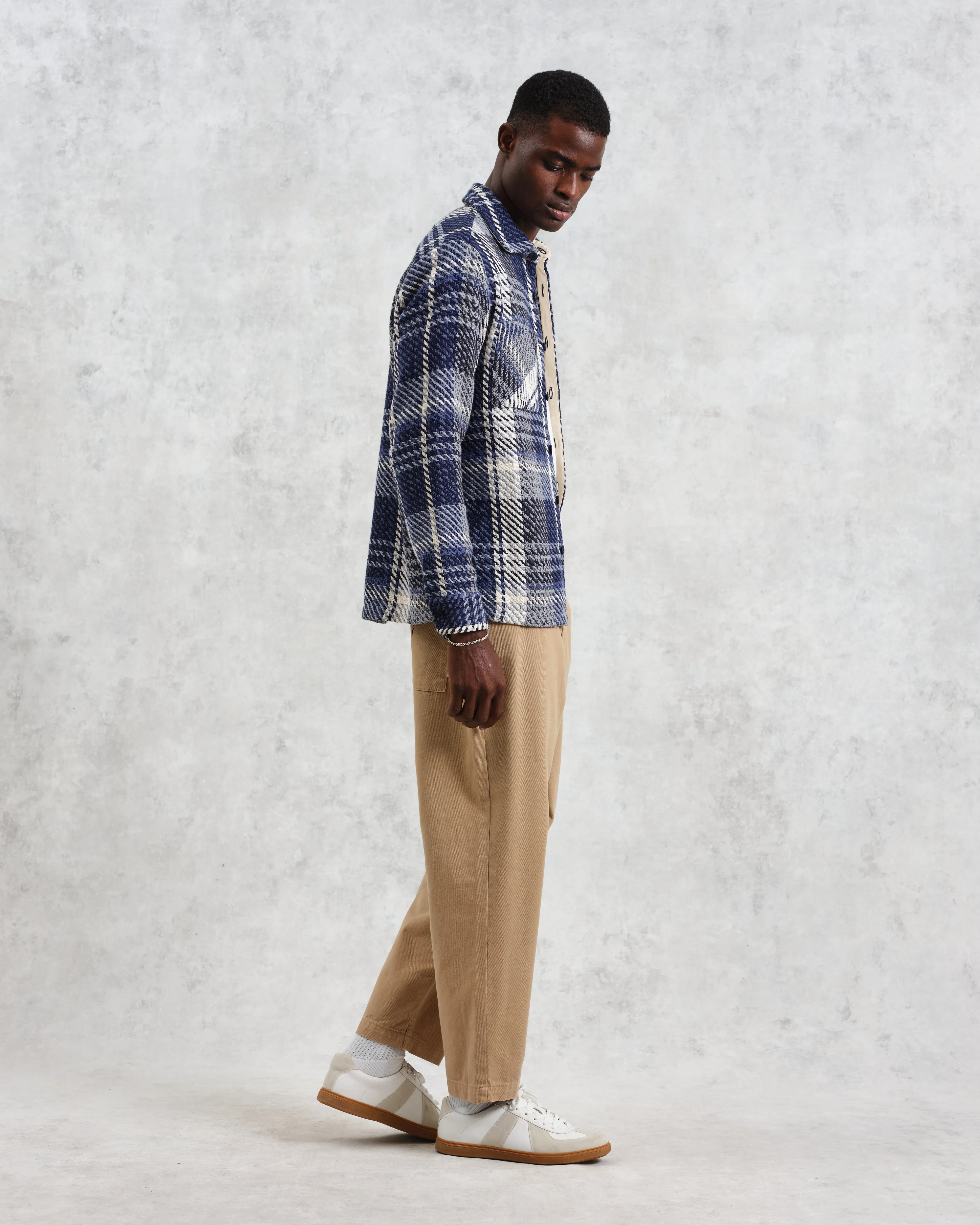 Whiting - Navy Spear Check Overshirt sold by Wax London product image thumbnail 5