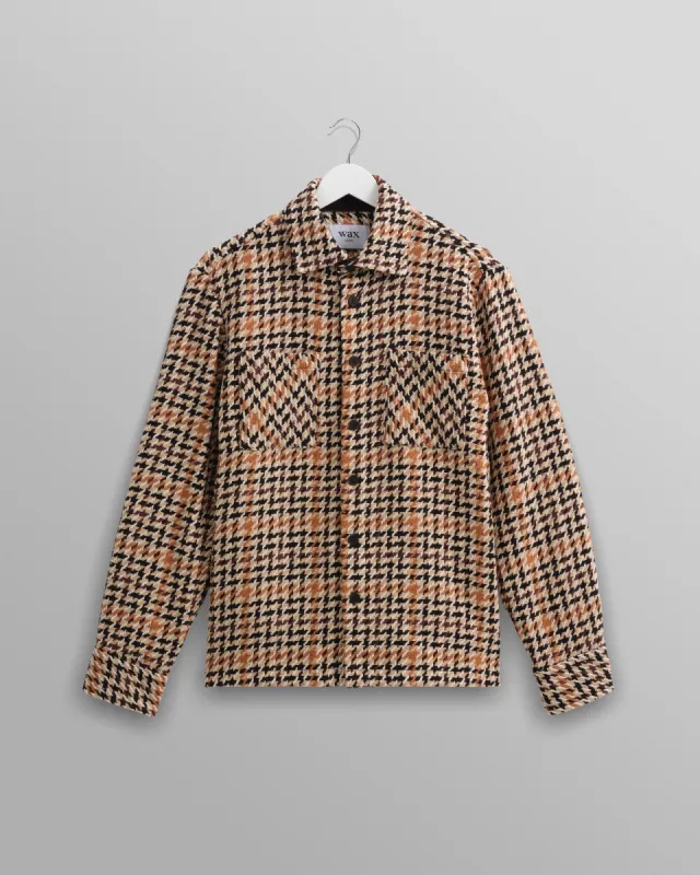 Whiting - Natural Houndstooth-Weave Overshirt sold by Wax London