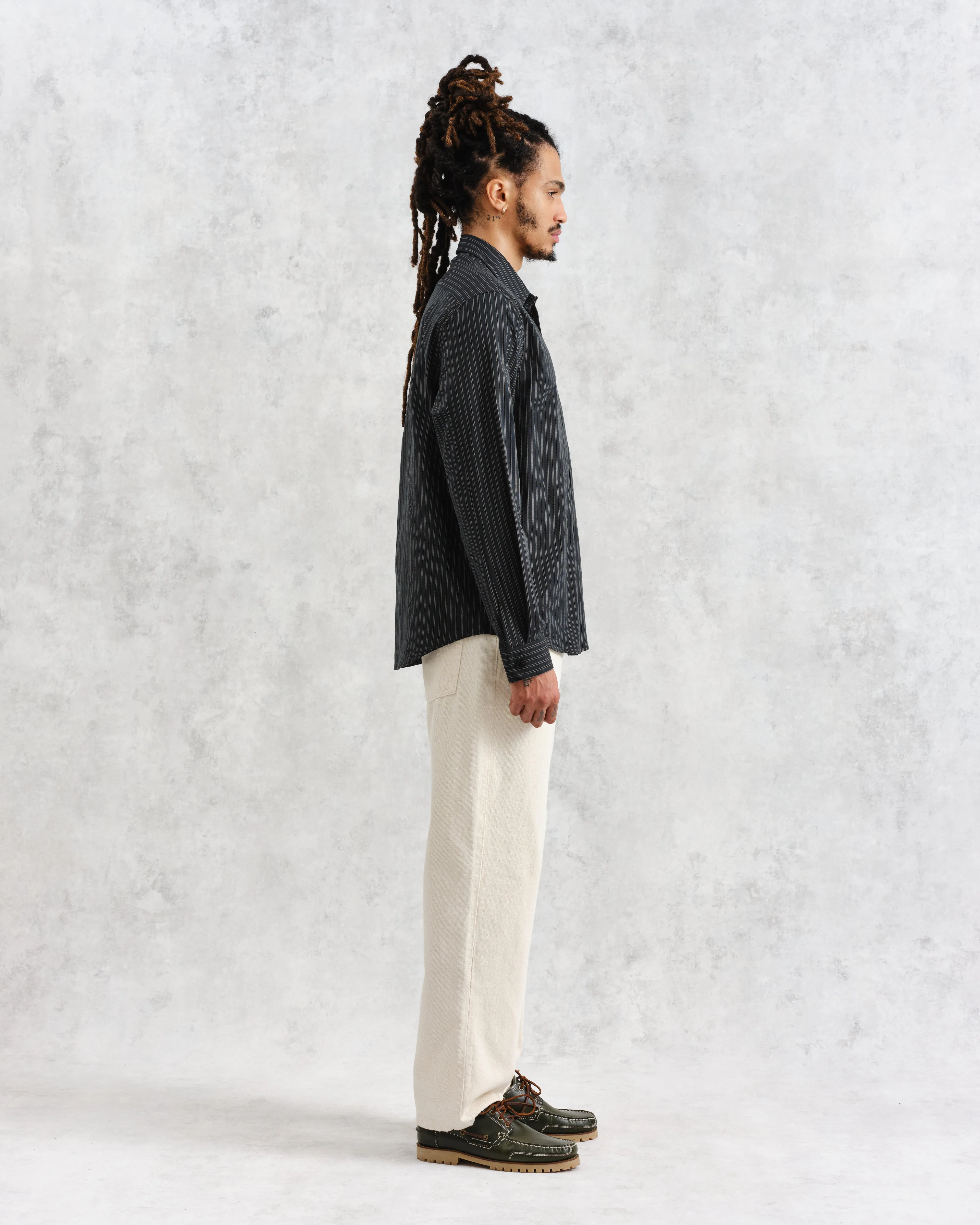 Trin - Green Striped Cotton Shirt sold by Wax London product image thumbnail 4