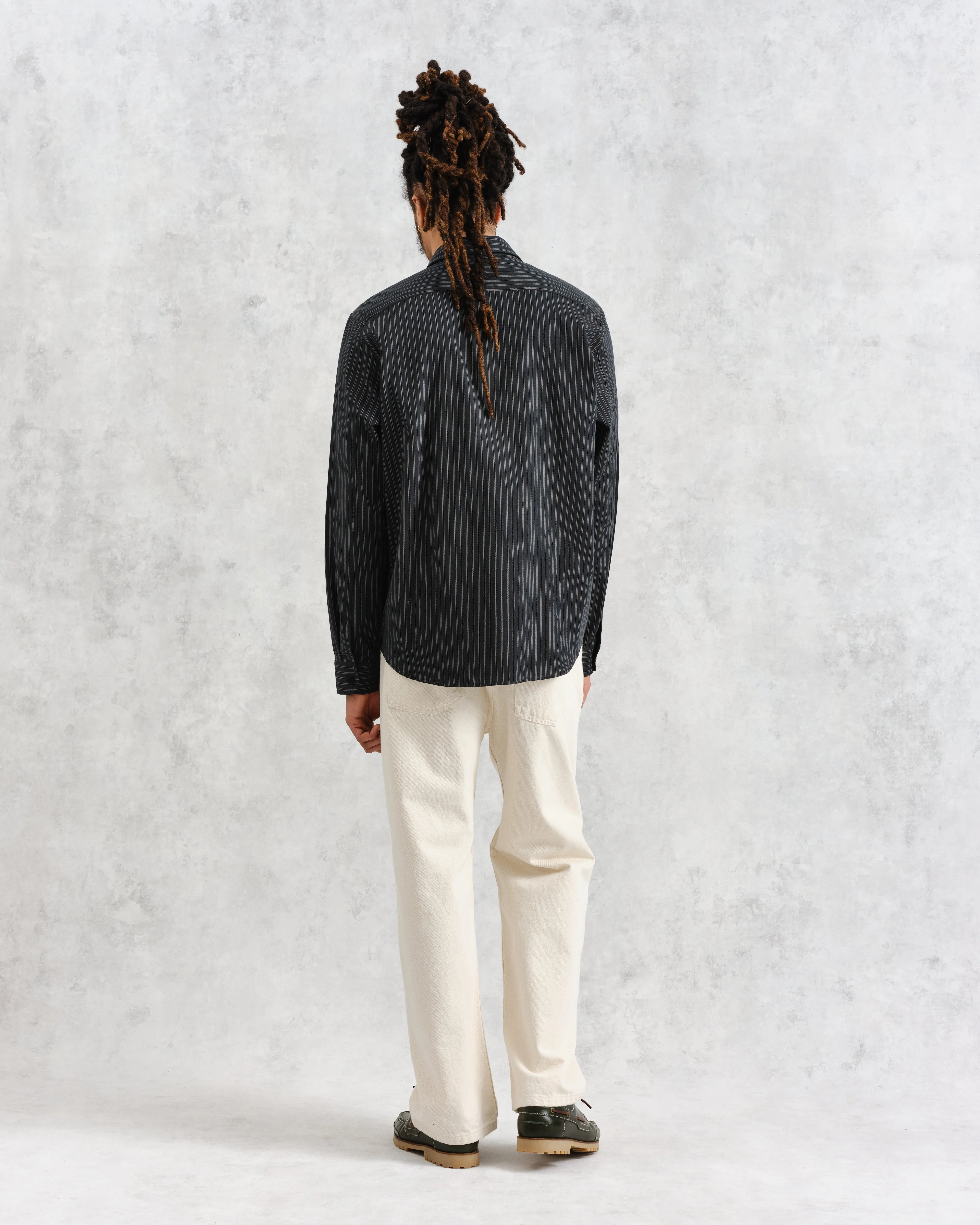 Trin - Green Striped Cotton Shirt sold by Wax London product image thumbnail 5