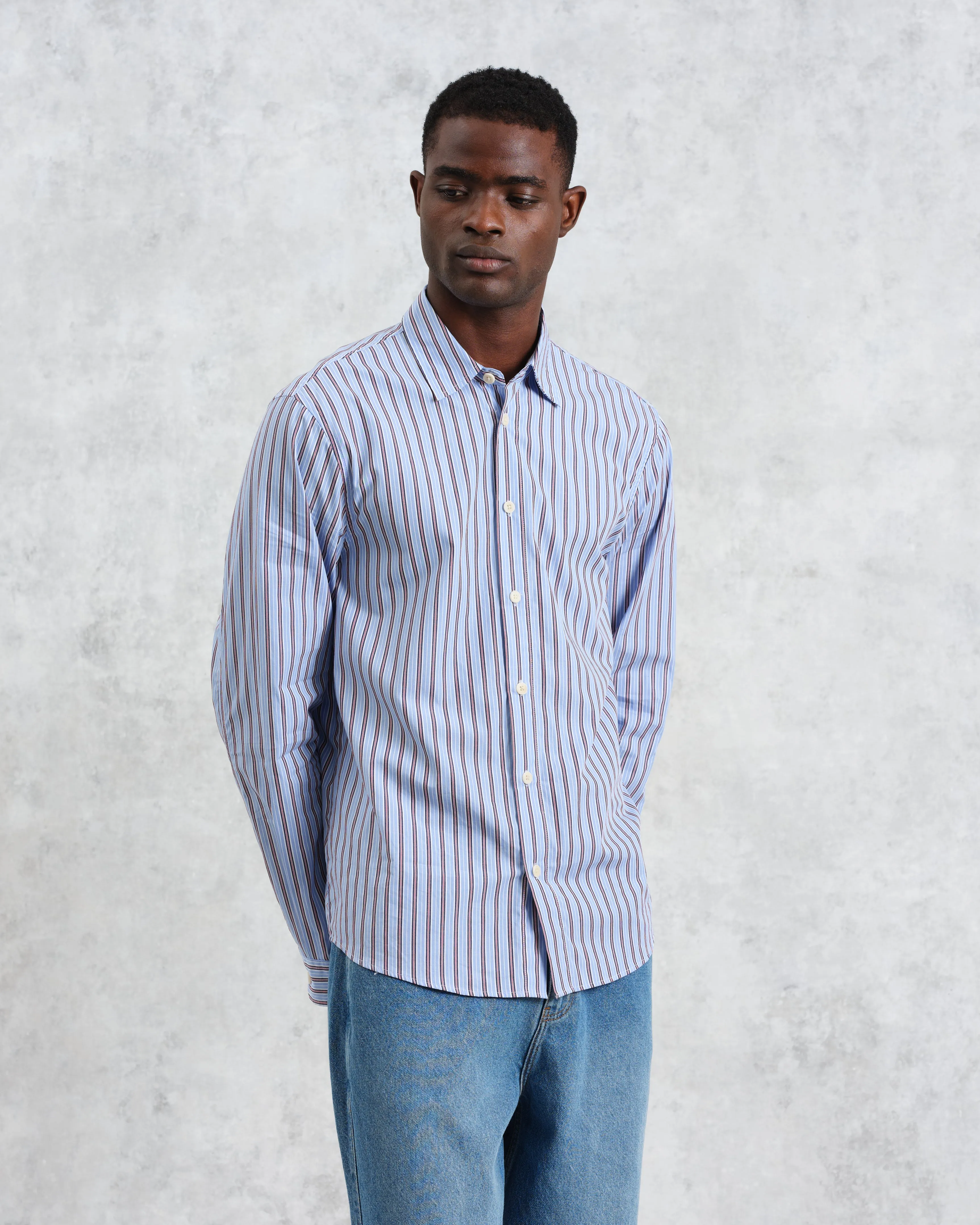 Trin - Blue Striped Cotton Shirt sold by Wax London product image thumbnail 2