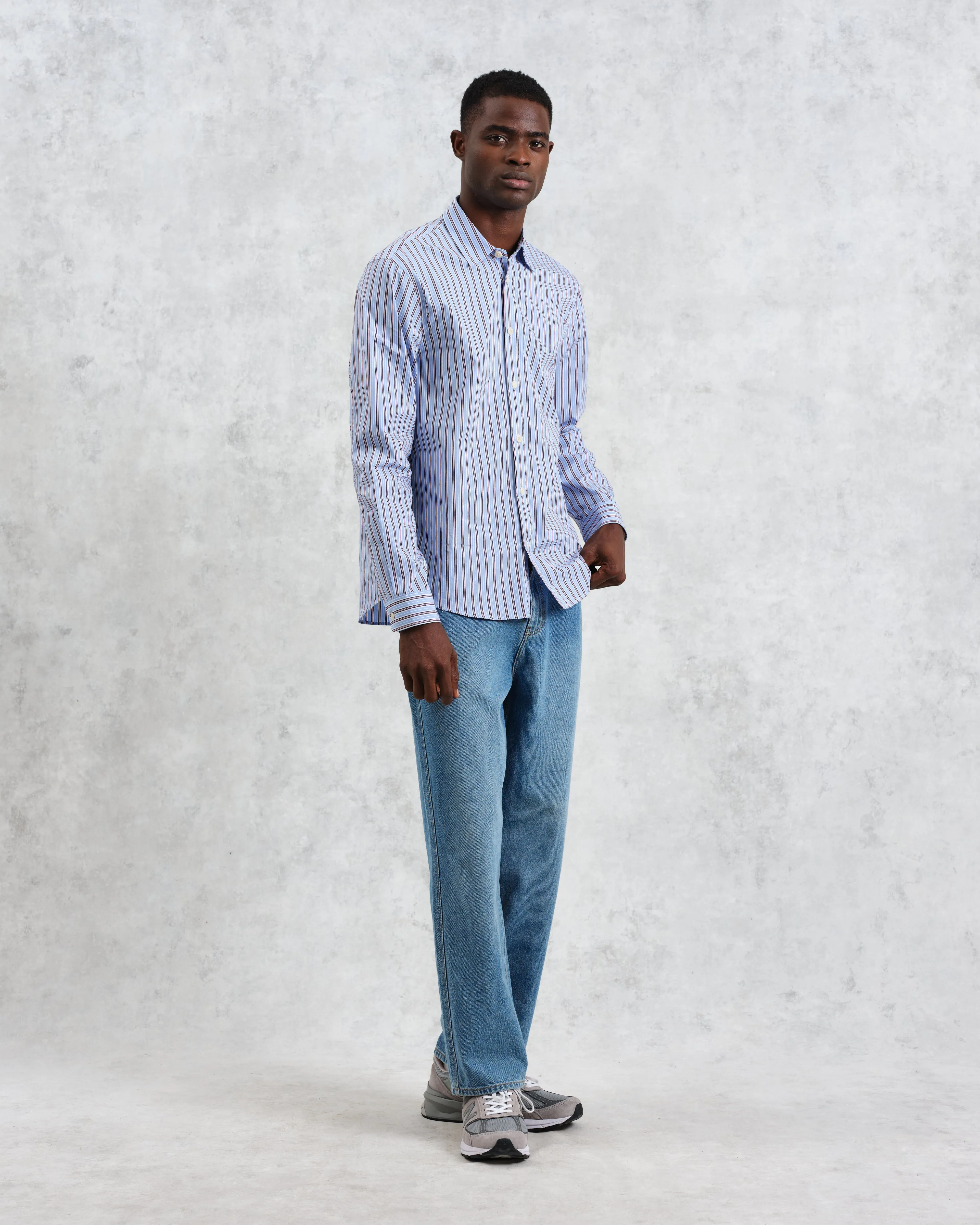 Trin - Blue Striped Cotton Shirt sold by Wax London product image thumbnail 4
