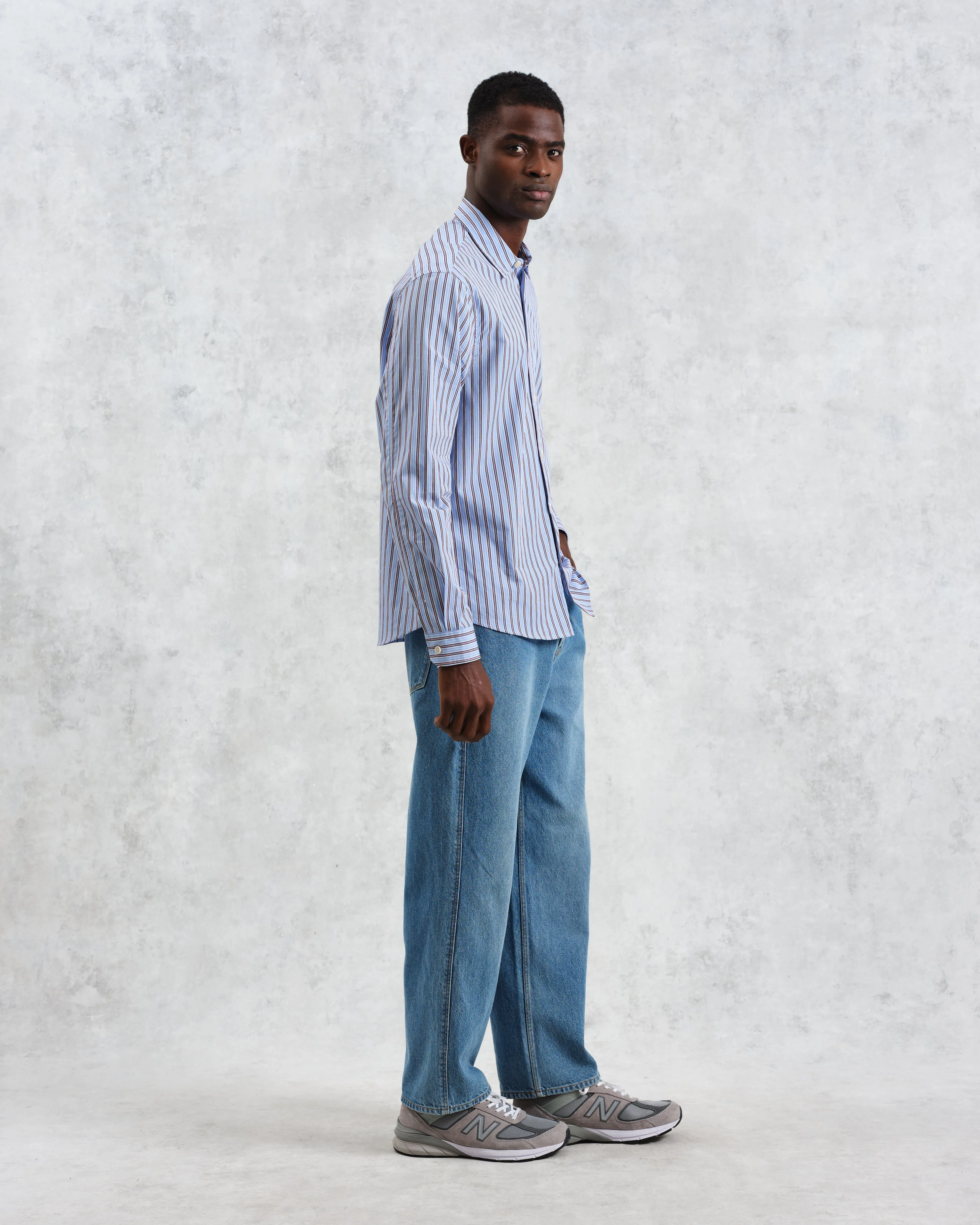 Trin - Blue Striped Cotton Shirt sold by Wax London product image thumbnail 5