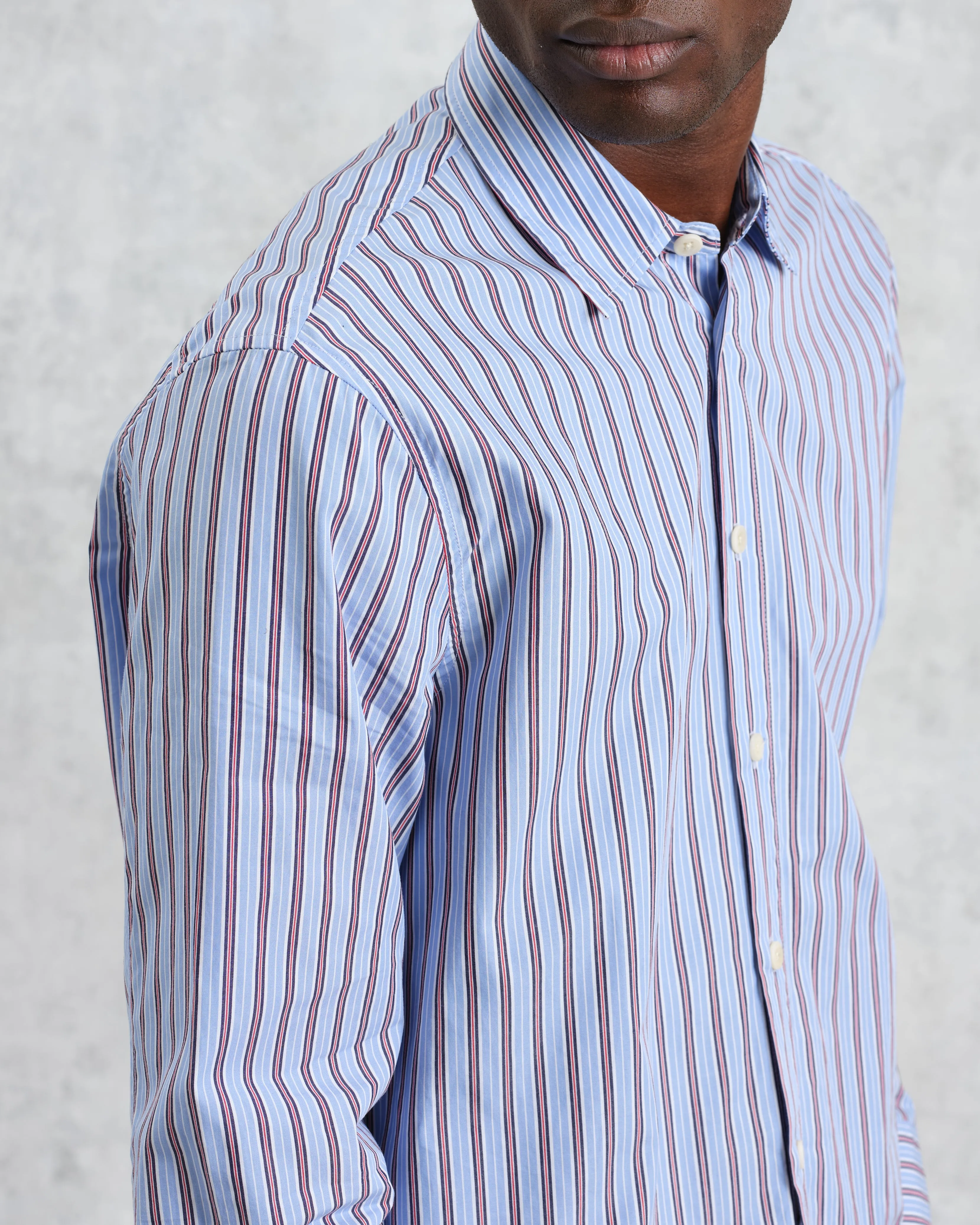 Trin - Blue Striped Cotton Shirt sold by Wax London product image thumbnail 3