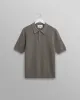 Naples - Grey Marl Textured-Check Knitted Polo Shirt sold by Wax London