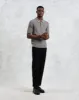 Naples - Grey Marl Textured-Check Knitted Polo Shirt sold by Wax London