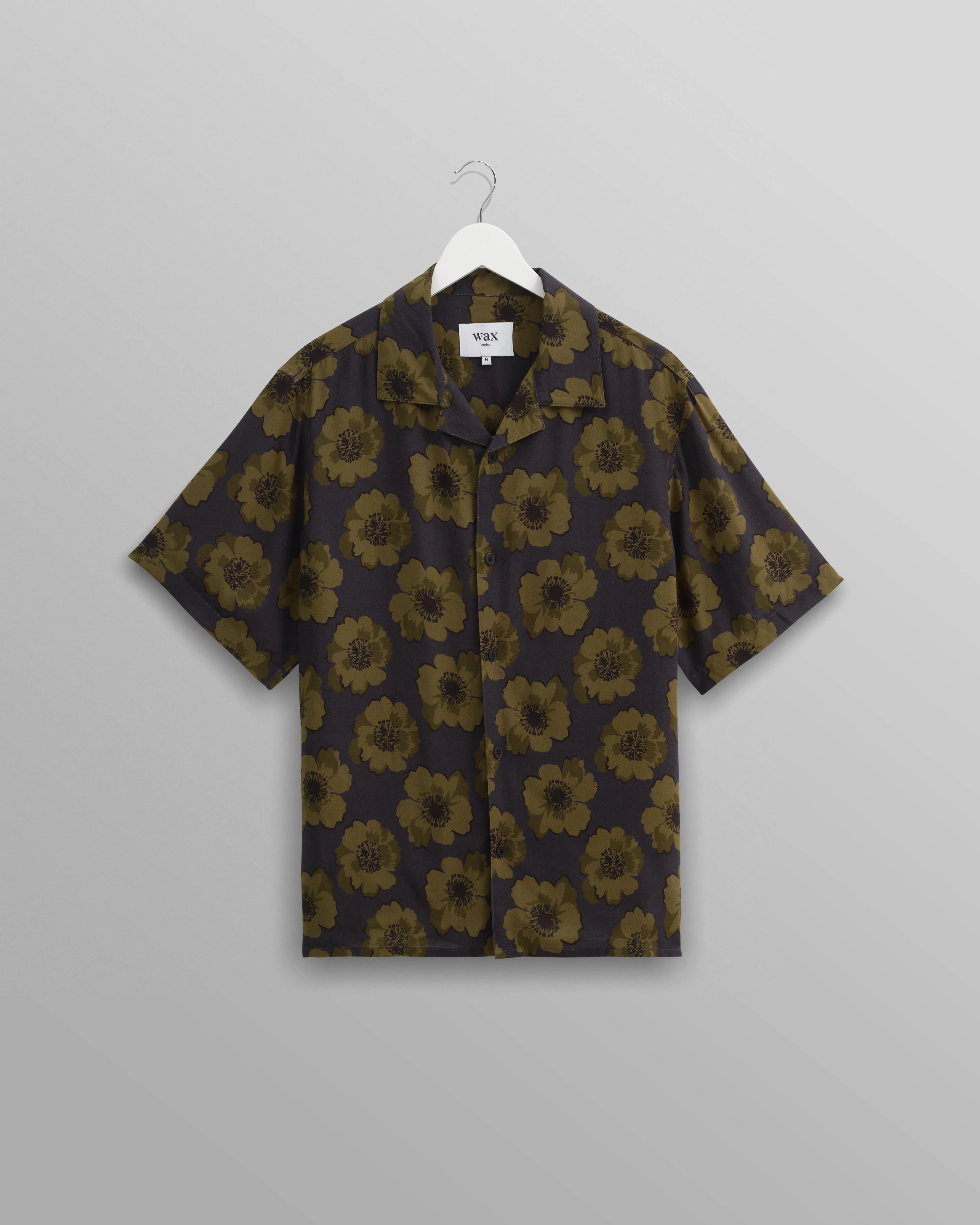 Didcot - Navy Winter Poppy Print Short Sleeve Shirt sold by Wax London