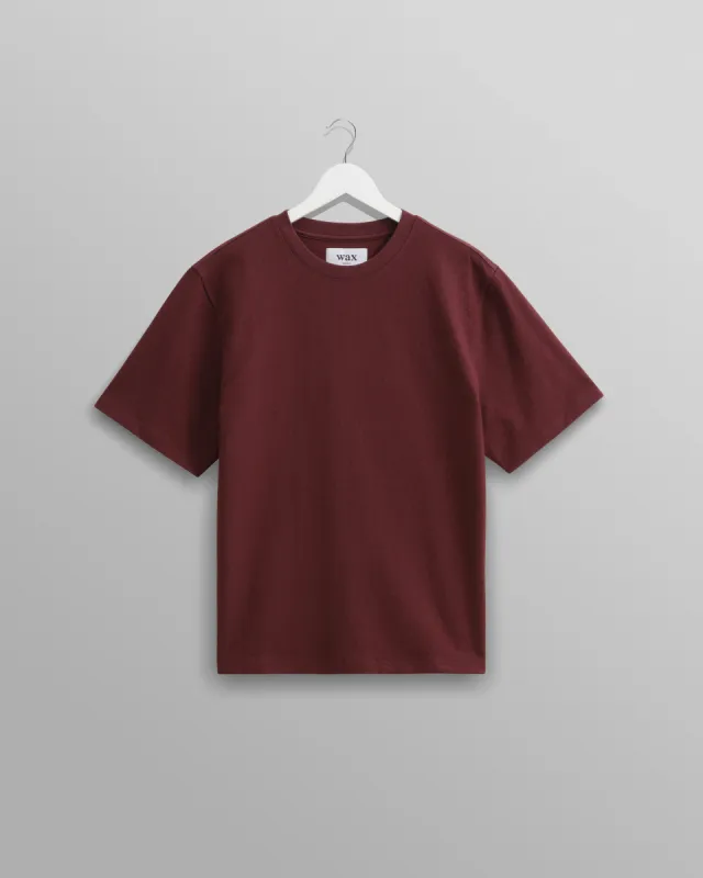 Dean - Burgundy Textured Organic Cotton T-Shirt made by Wax London