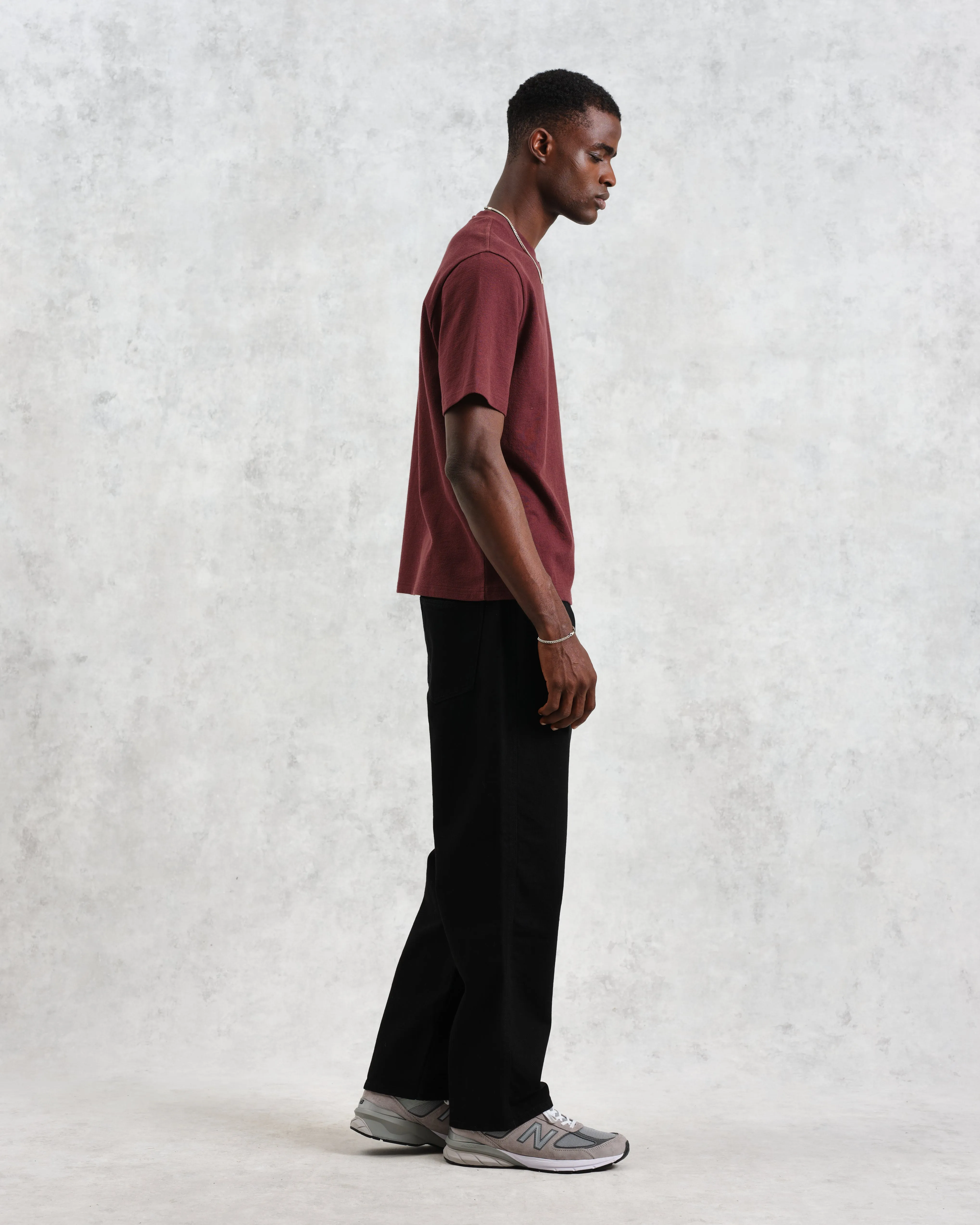 Dean - Burgundy Textured Organic Cotton T-Shirt sold by Wax London product image thumbnail 5